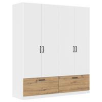 Omara Za Oblačila Bari, Bela, Barva Hrasta - siva/bela, Basics, kovina/leseni material (181/210/54cm) - Boxxx