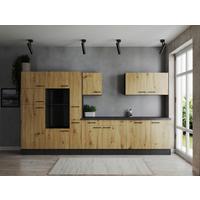 Kuhinjski Blok Brez Naprav Oliver, 370cm - črna/siva, Design, kovina/leseni material (370cm) - Respekta