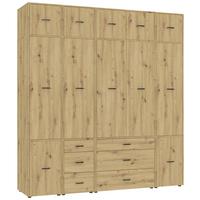 Kleiderschrank Kivo Eiche Artisan - Schwarz/Eiche Artisan, Basics, Holzwerkstoff/Kunststoff (225/239,4/52,1cm) - Based