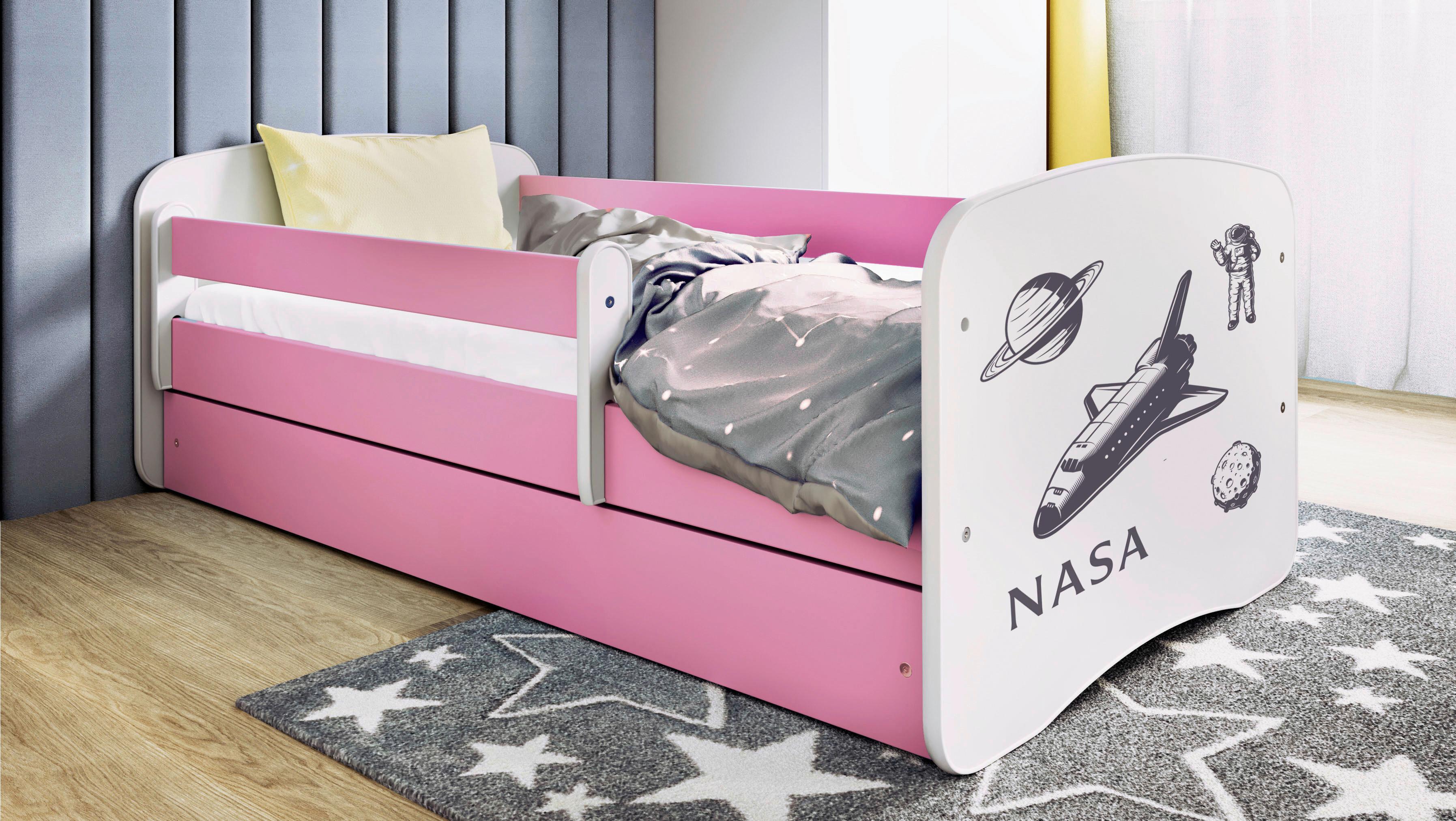 Otroška Postelja Babydreams, Bela, Roza, 80x160cm - pink/bela, Moderno, tekstil/leseni material (80/160cm) - MID.YOU