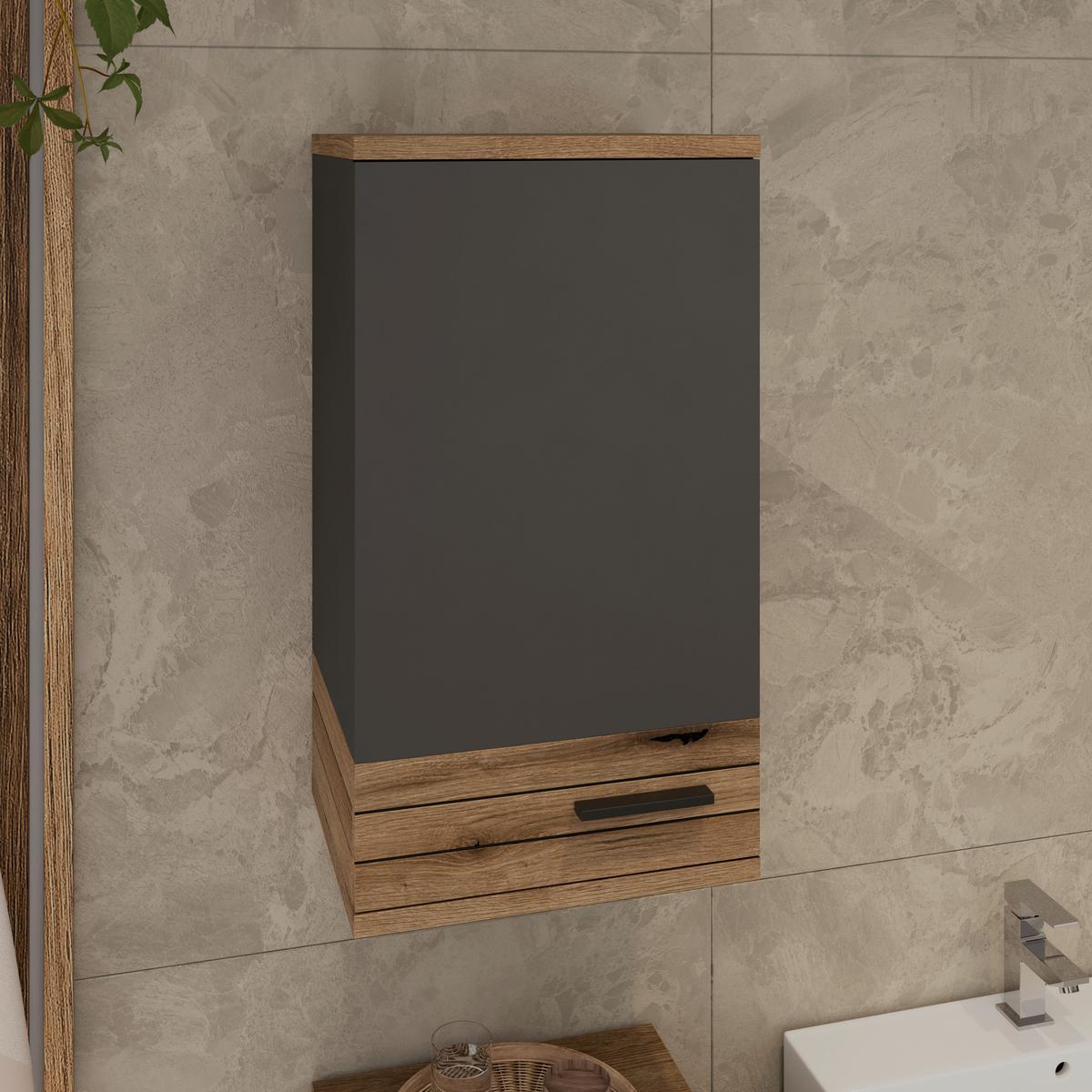 Viseći Element Cotia - boje hrasta/crna, Moderno, drvni materijal/metal (40/73/30cm) - James Wood
