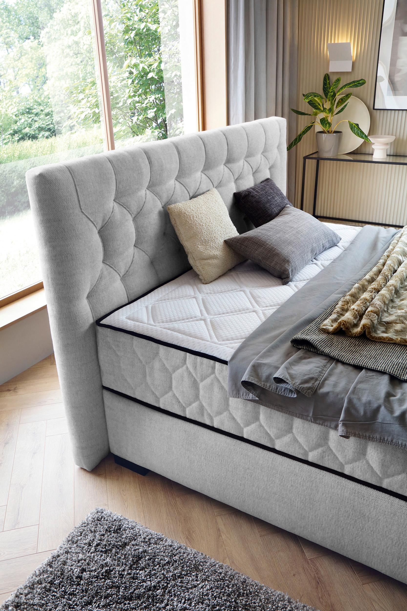Boxspring Krevet Prestige - svijetlo siva, Moderno, plastika (180/200cm) - Premium Living