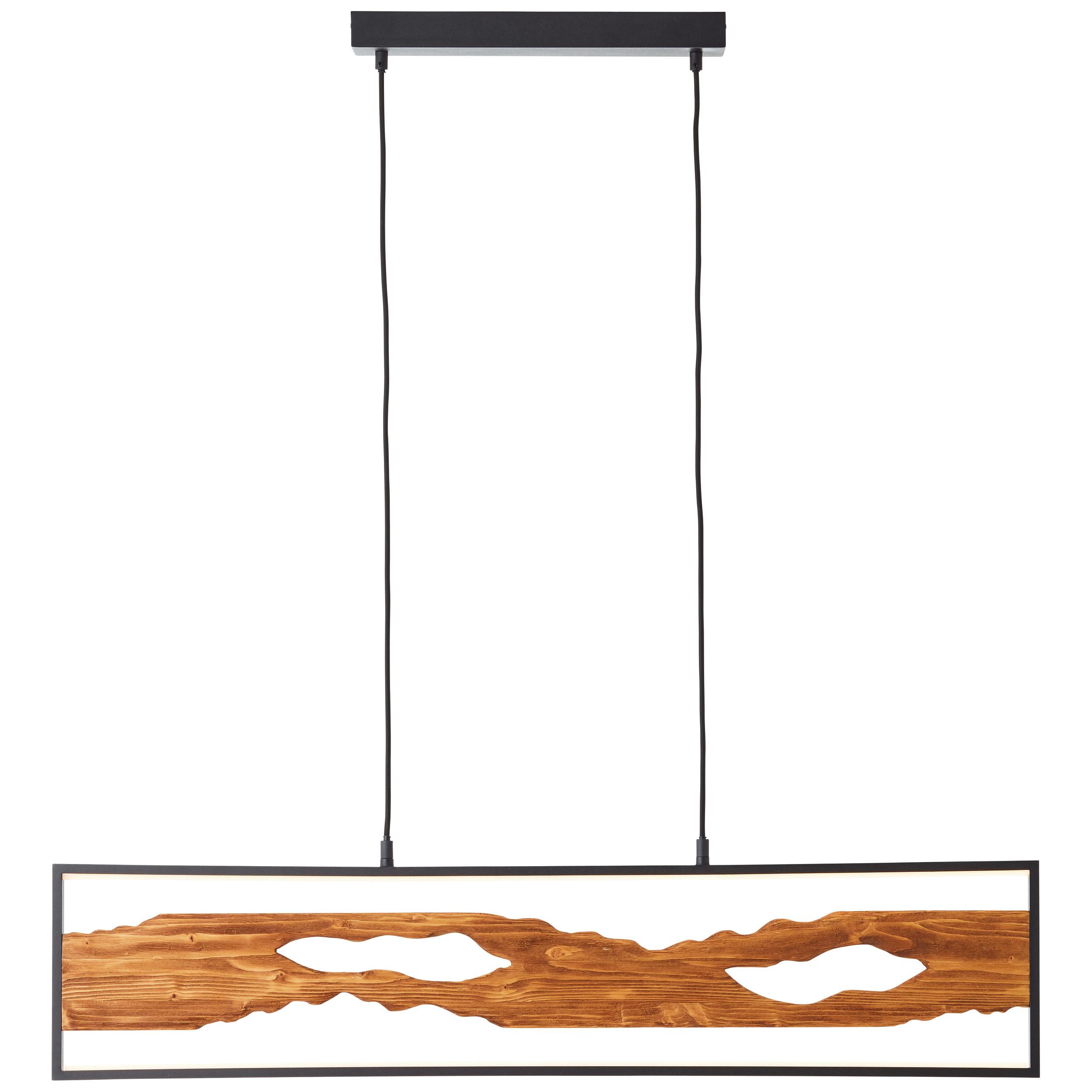 LED-Hängeleuchte Chaumont Braun/Schwarz max. 17 Watt - Schwarz/Braun, Natur, Holz/Metall (150/20/100cm)