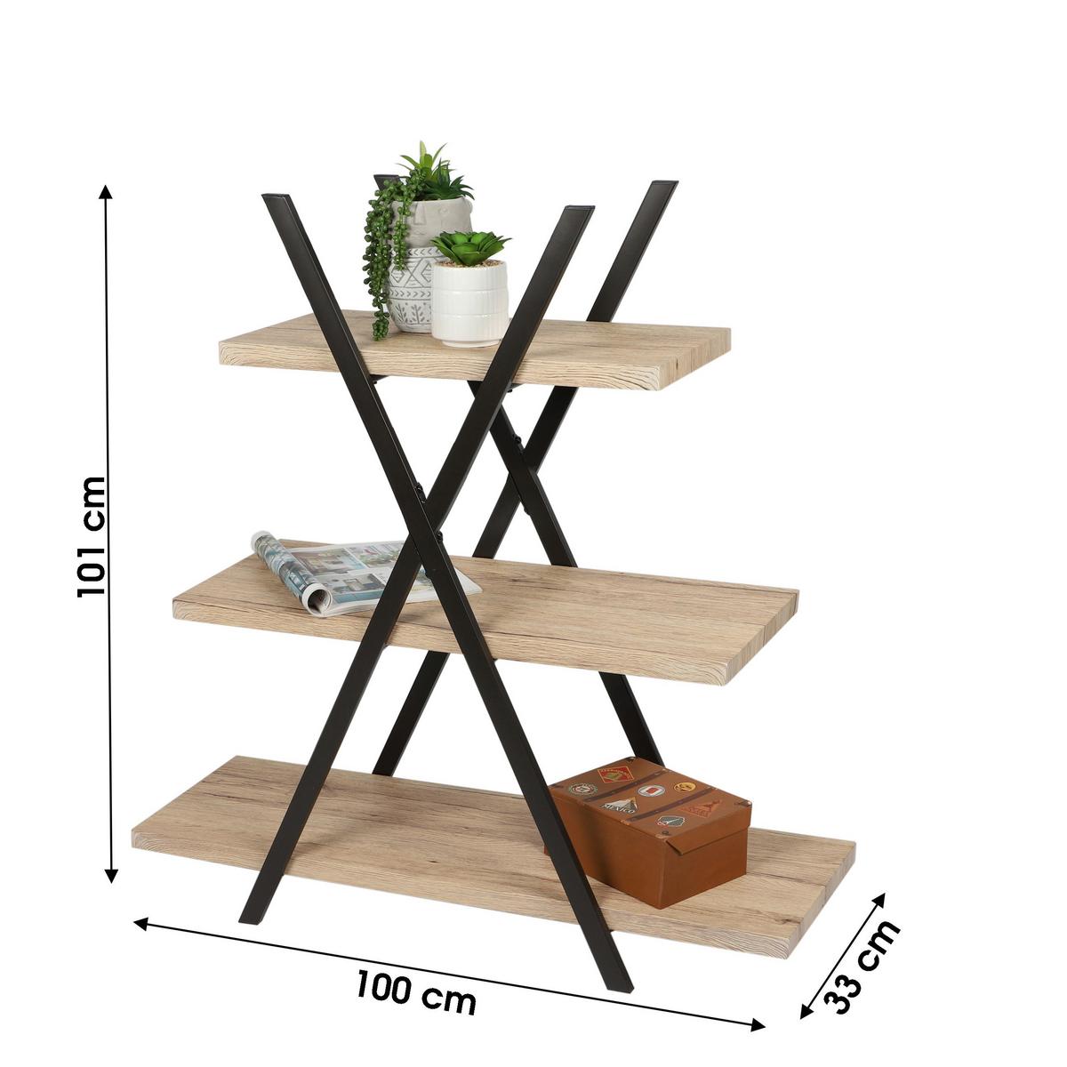 Polcos Elem Pyramid - natúr/fekete, faalapú anyag/fém (100/101/33cm)