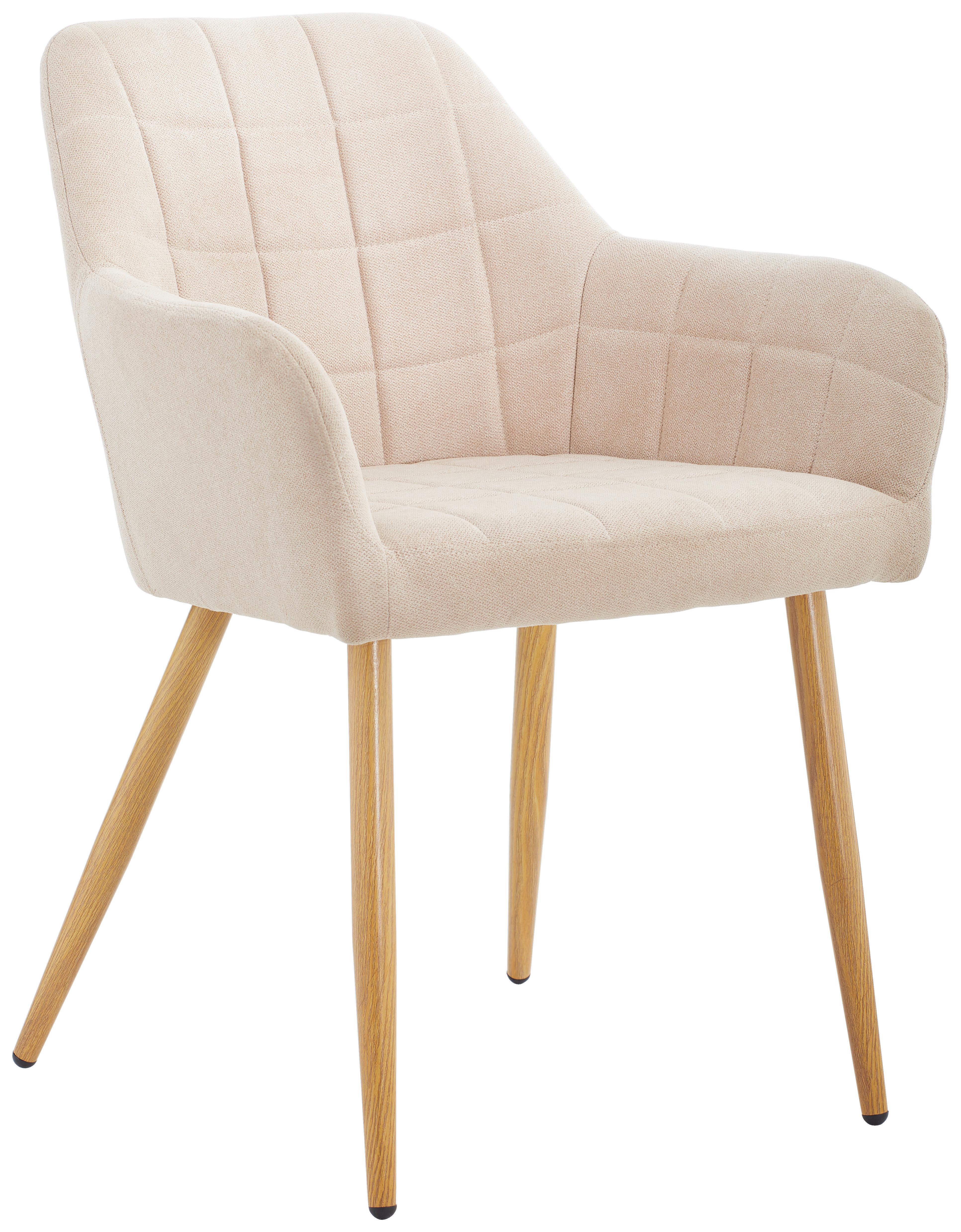 KRZESŁO Z PODŁOKIETNIKAMI DROPS - kolor dębowy/jasnobrązowy, Modern, metal/tkanina (57/82/60cm) - MID.YOU