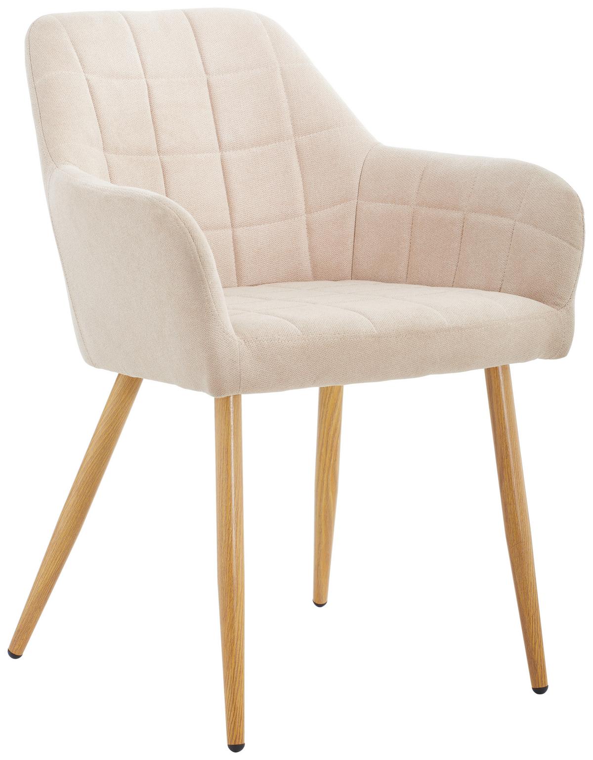 KRZESŁO Z PODŁOKIETNIKAMI DROPS - kolor dębowy/jasnobrązowy, Modern, metal/tkanina (57/82/60cm) - MID.YOU