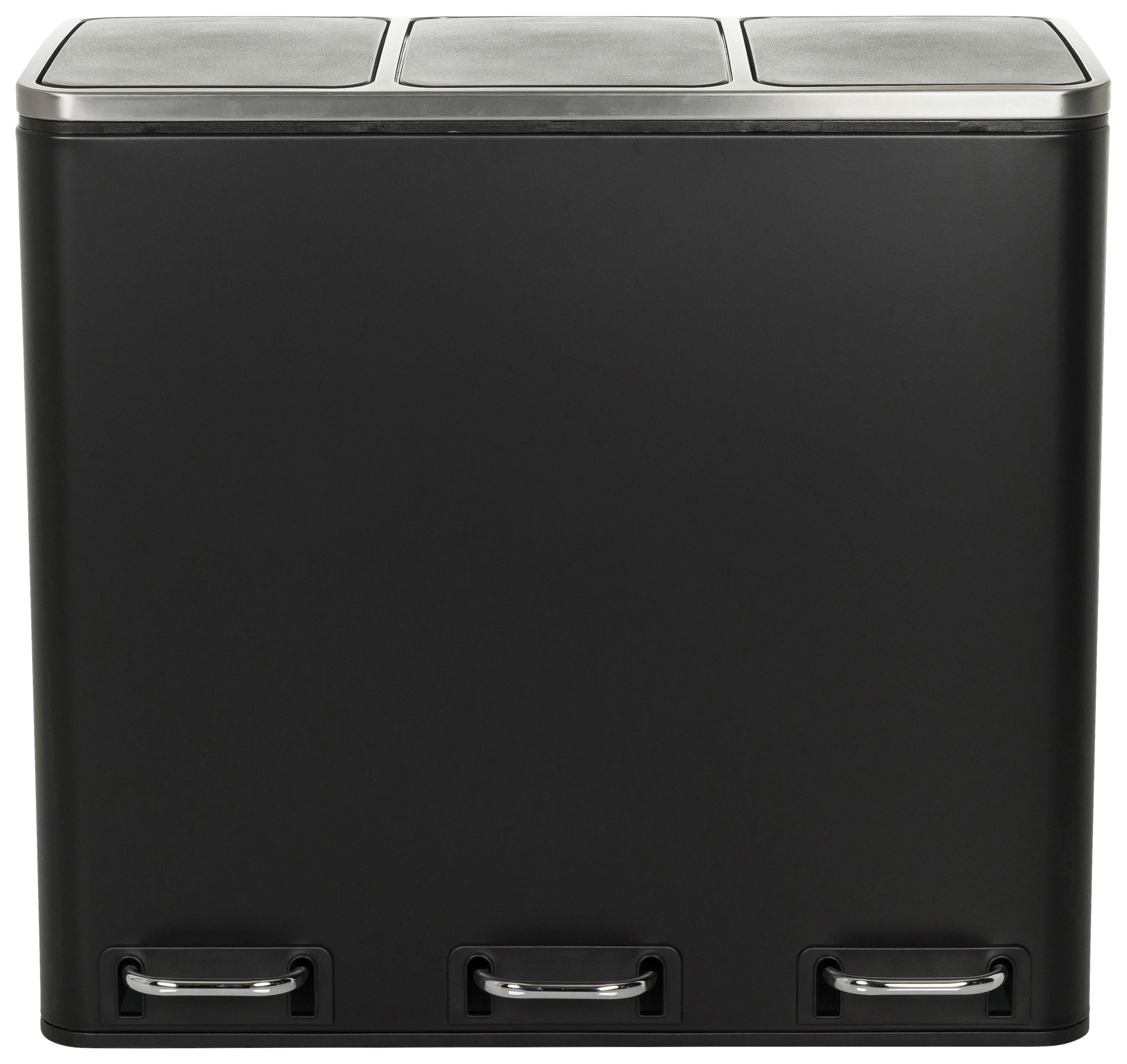 Koš Za Smeti Clean Ix, 3 X 18 L, Črna - črna, Moderno, kovina/umetna masa (61.0/56.0/31.5cm) - MID.YOU