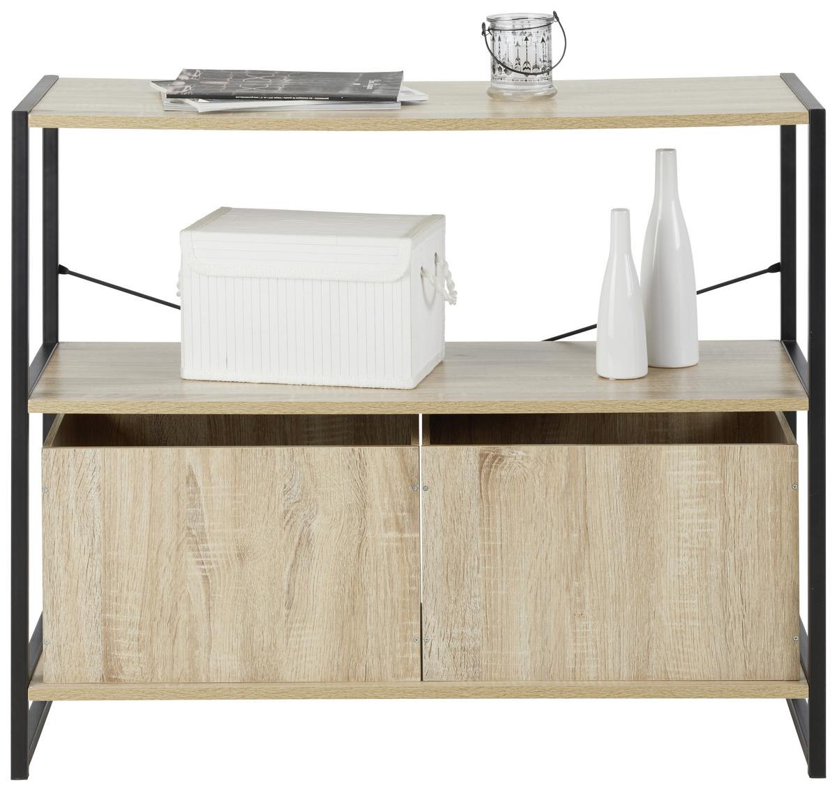 Etajeră Bono - stejar Sonoma/negru, Modern, metal/material pe bază de lemn (95/79,2/35cm) - Modern Living