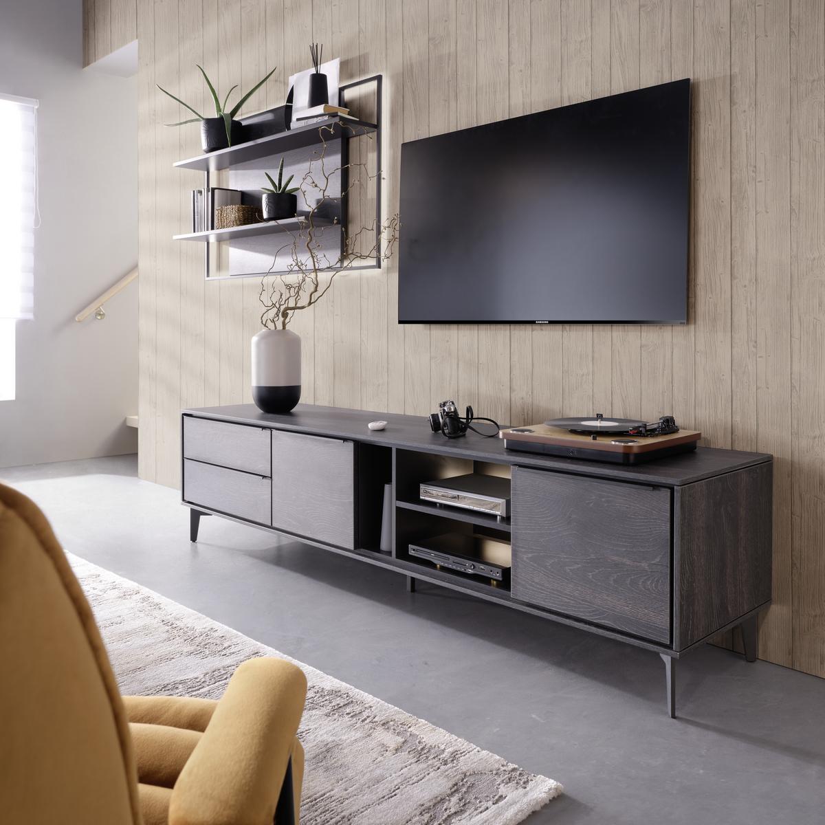 Wandpaneel in Anthrazit - Anthrazit, Modern, Holzwerkstoff (129/75/25cm) - Premium Living