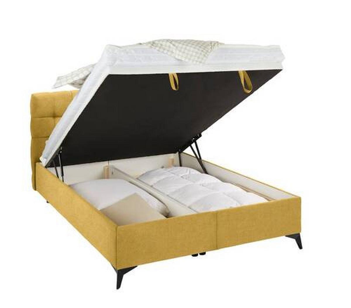 Boxbett in Gelb ca. 140x200cm - Gelb/Schwarz, KONVENTIONELL, Holzwerkstoff/Kunststoff (140/200cm) - Mömax