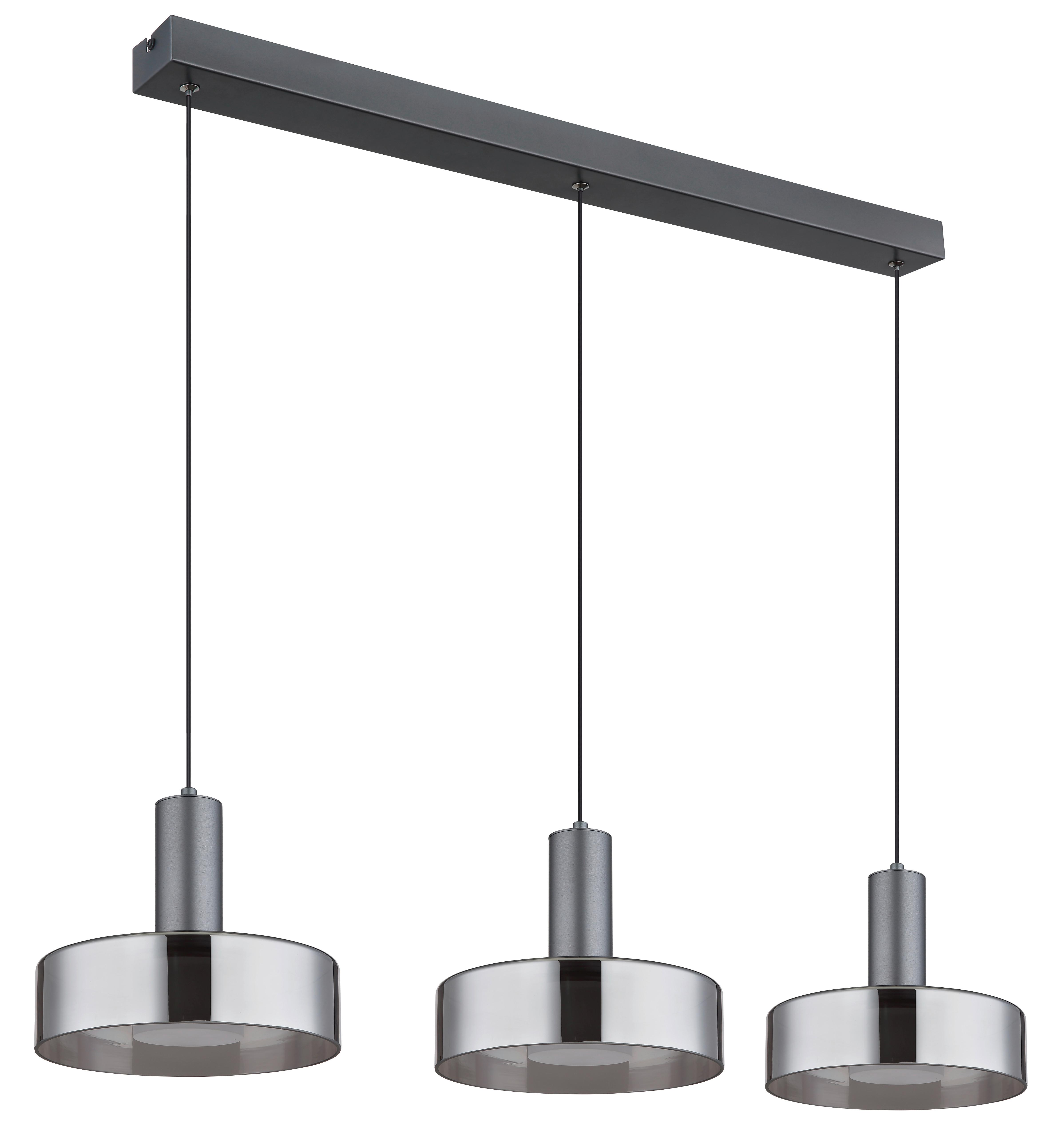 LED-HÄNGELEUCHTE 16019-3H  GRANT - Schwarz/Grau, Design, Glas/Kunststoff (90/22/150cm) - Globo