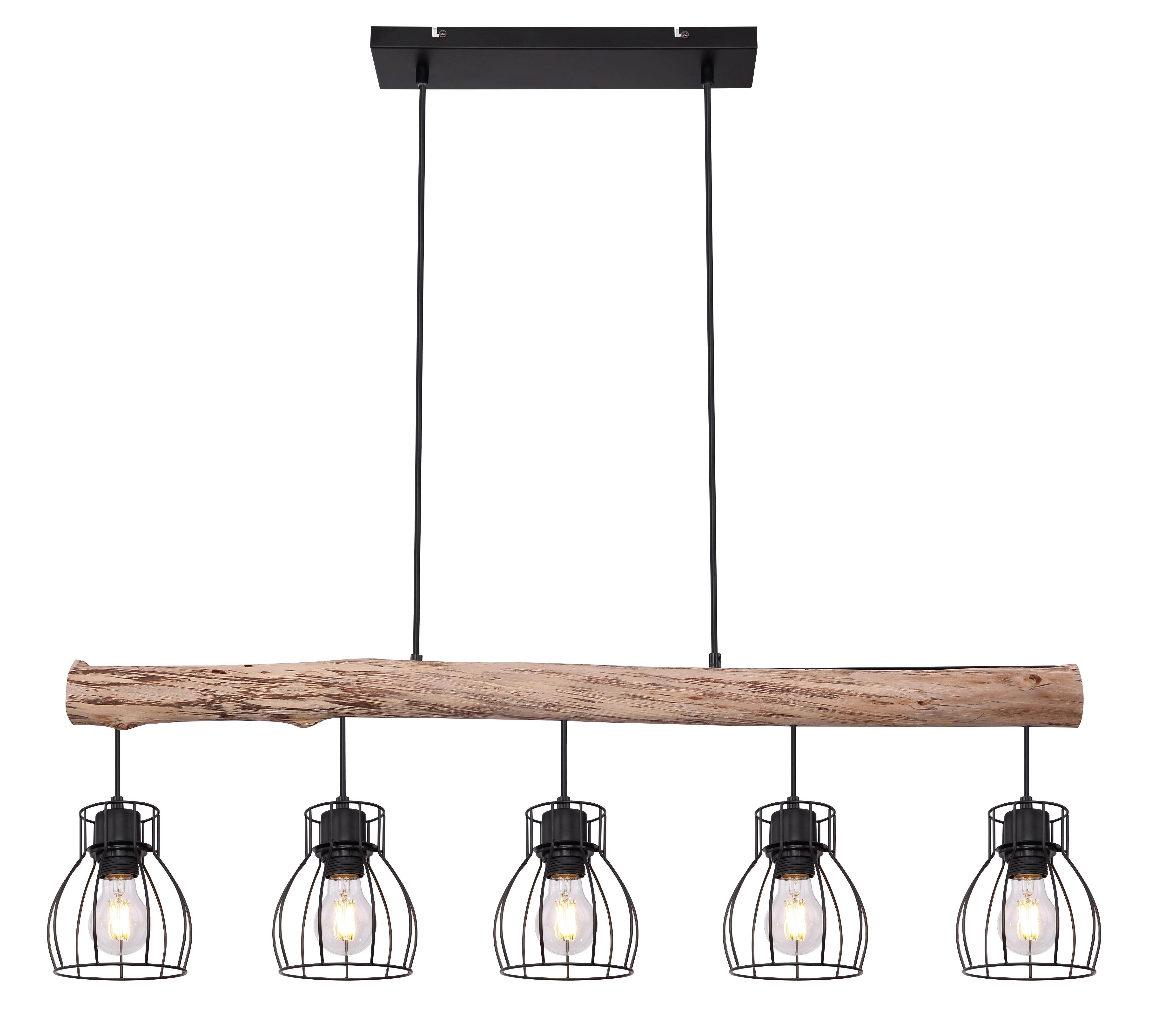 LAMPA WISZĄCA 15326-5NLU MINA *SBM* - kolor naturalny/czarny, Trend, metal/drewno (100/13,6/140cm) - Marama