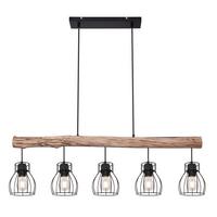 LAMPA WISZĄCA 15326-5NLU MINA *SBM* - kolor naturalny/czarny, Trend, metal/drewno (100/13,6/140cm) - Marama