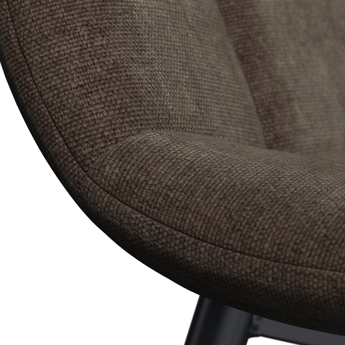 Stuhl Ria Braun Mikrofaser Gepolstert - Schwarz/Braun, MODERN, Textil/Metall (44/87/54cm) - Bessagi Home