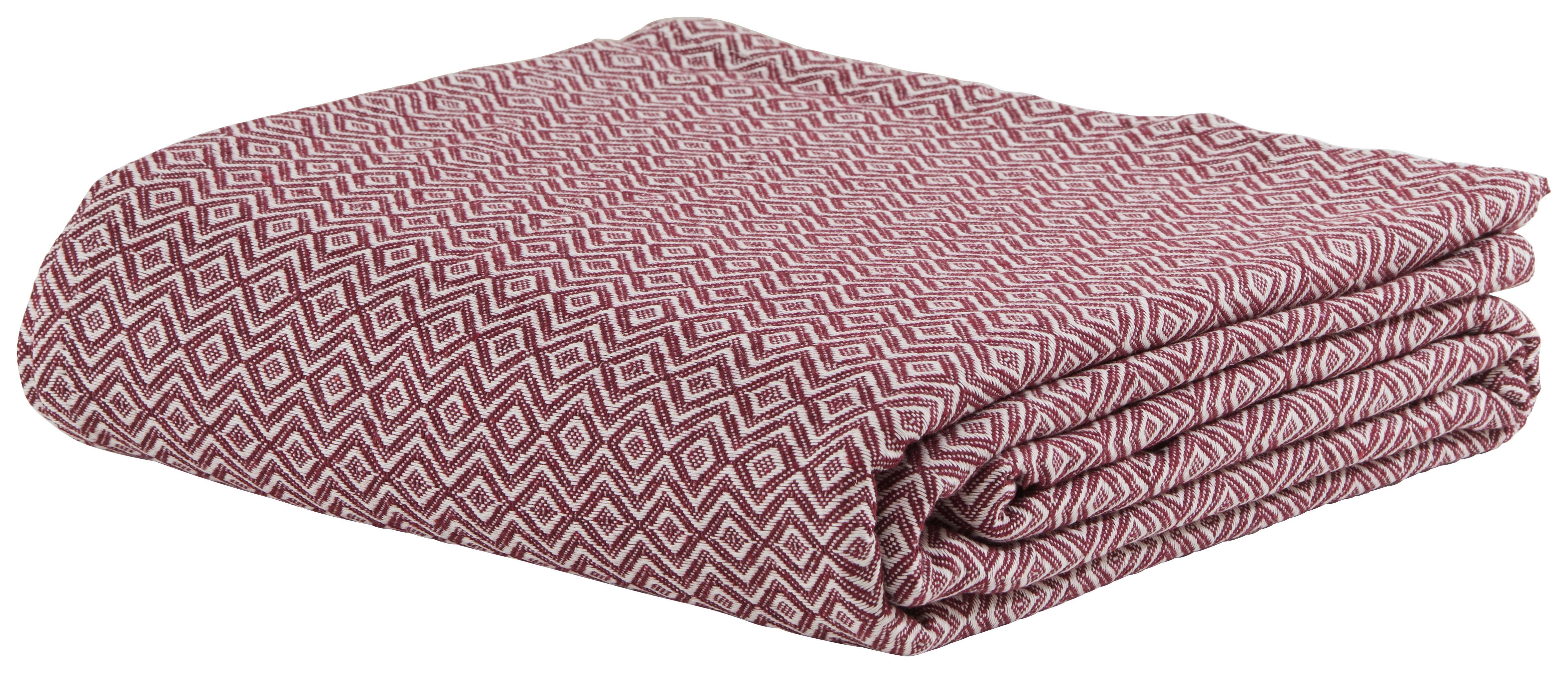 Überwurf Dobby Raute in Rot/Weiß ca. 140x210cm - Weiss/Rot, Textil (140/210cm) - Premium Living