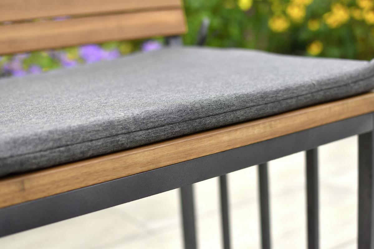 Gartenmöbel Set 10-tlg. Milos Echtholz/Metall mit Auflagen - Dunkelgrau/Graphitfarben, KONVENTIONELL, Holz/Textil - Gardenson