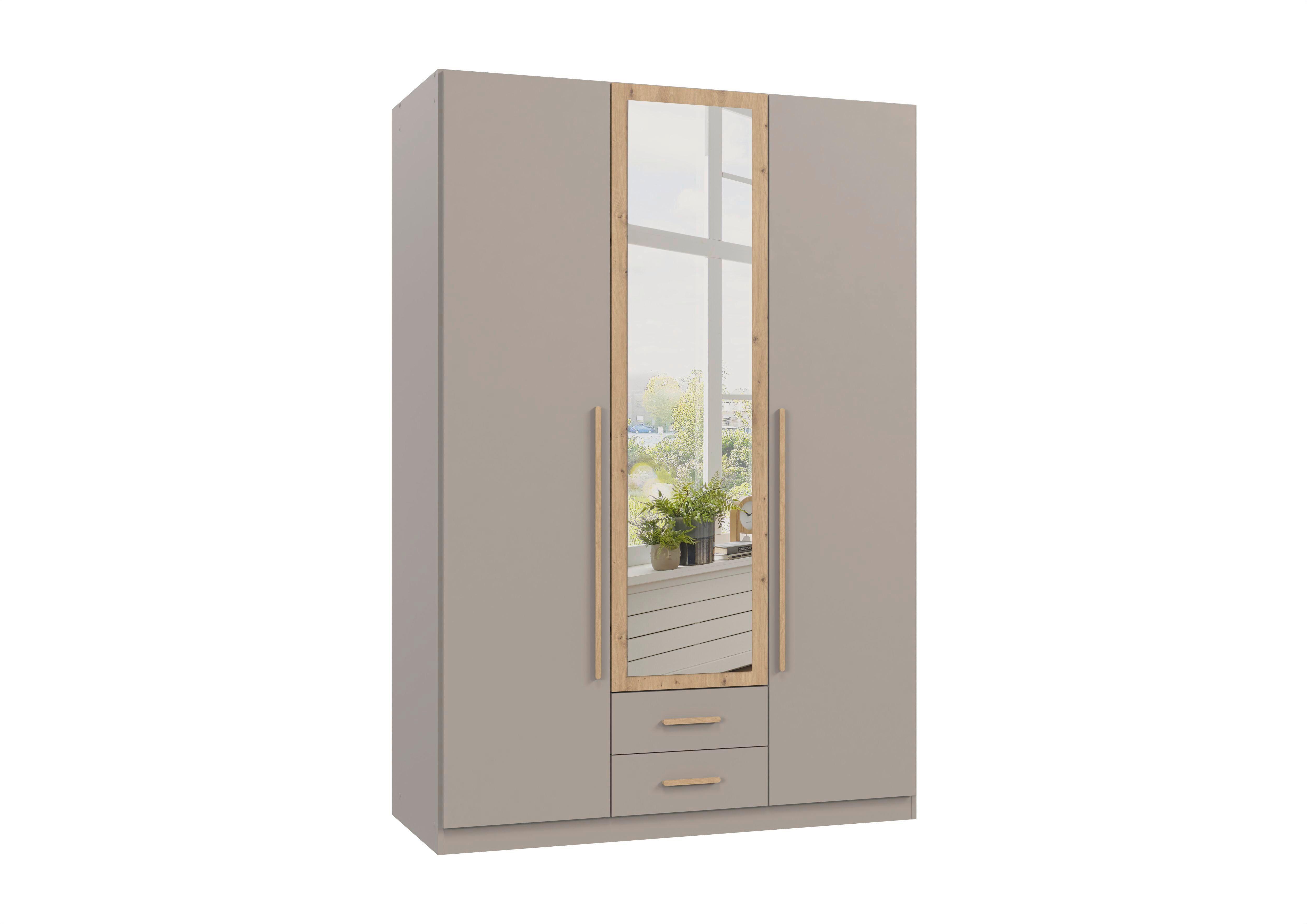 Drehtürenschrank Marburg Eiche Artisan/Grau/Sahara - Eiche Artisan/Grau, KONVENTIONELL, Glas/Holzwerkstoff (135/199/58cm) - Mömax