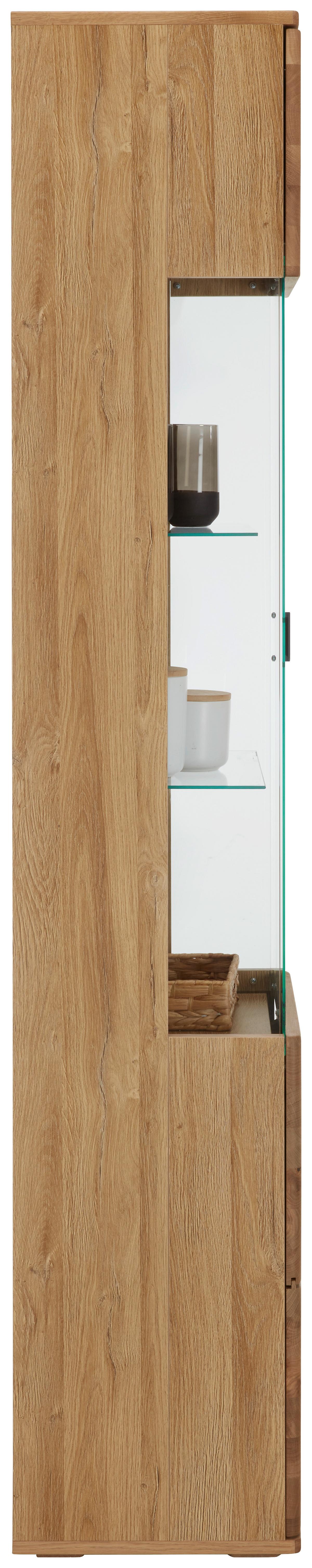 Vitrine Valera in Wildeiche - Wildeiche/Schwarz, KONVENTIONELL, Glas/Holz (50/207/37cm) - Premium Living