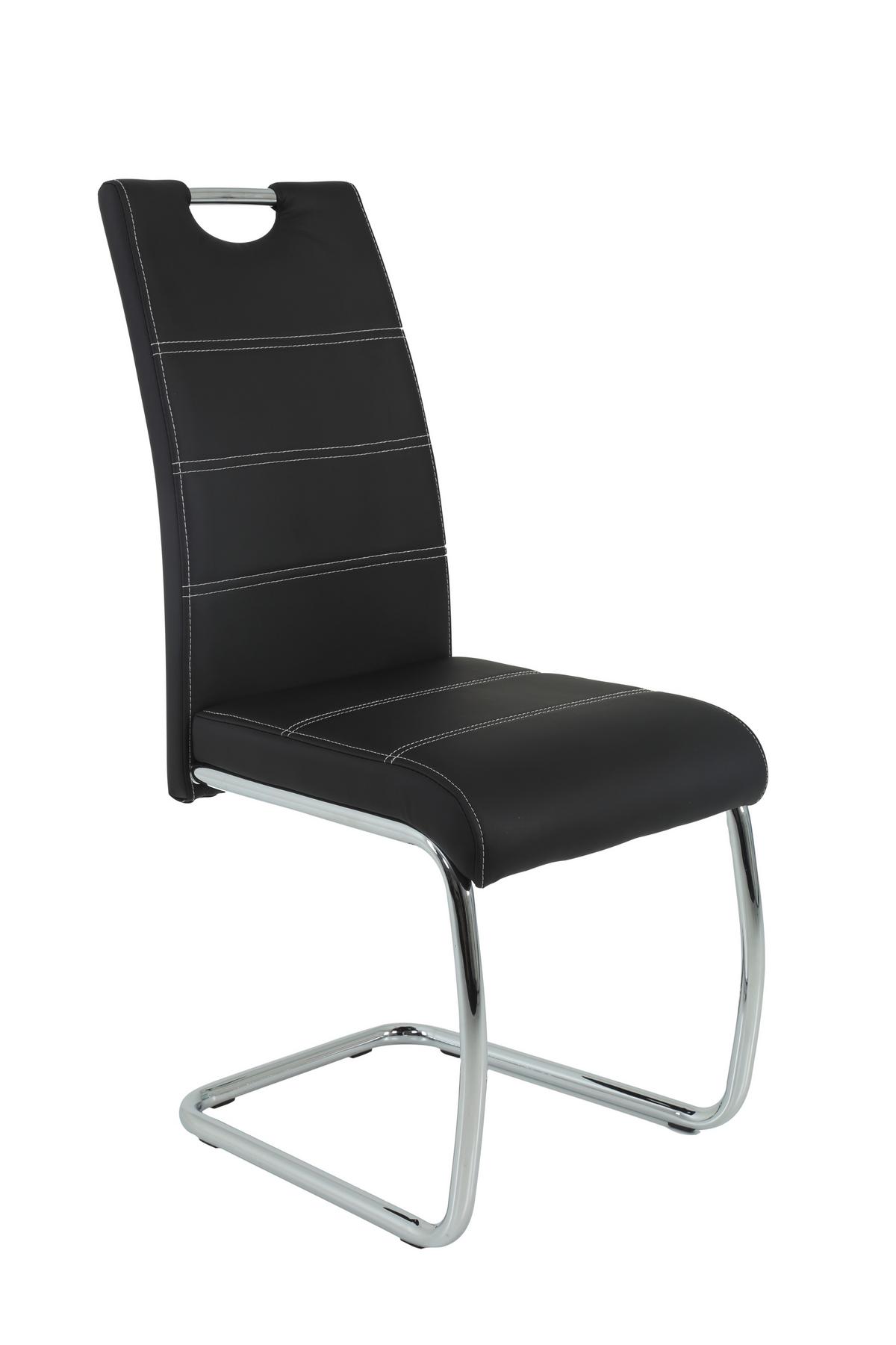 SCHWINGSTUHL-SET FLORA S 4ER-SET - Chromfarben/Schwarz, MODERN, Textil/Metall (43/98/59cm) - MID.YOU