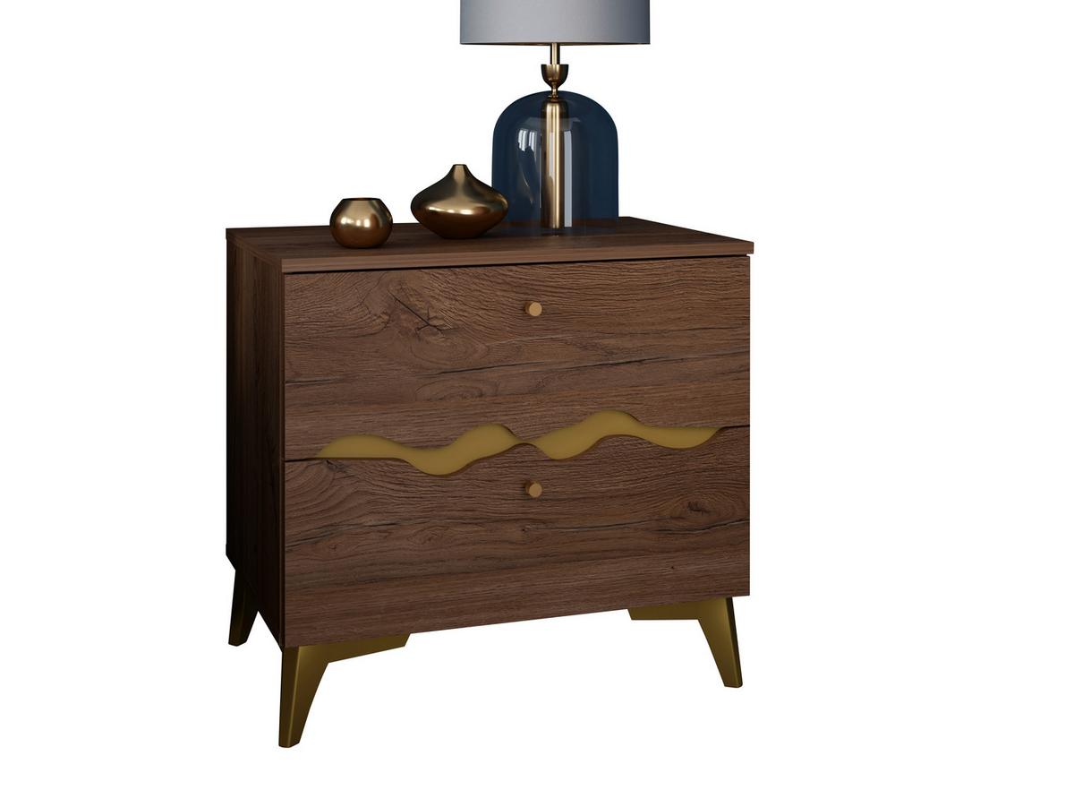 Noćni Ormarić Kenyatta - boje hrasta/zlatne boje, Moderno, drvni materijal/metal (60,2/57/41,3cm) - Modern Living