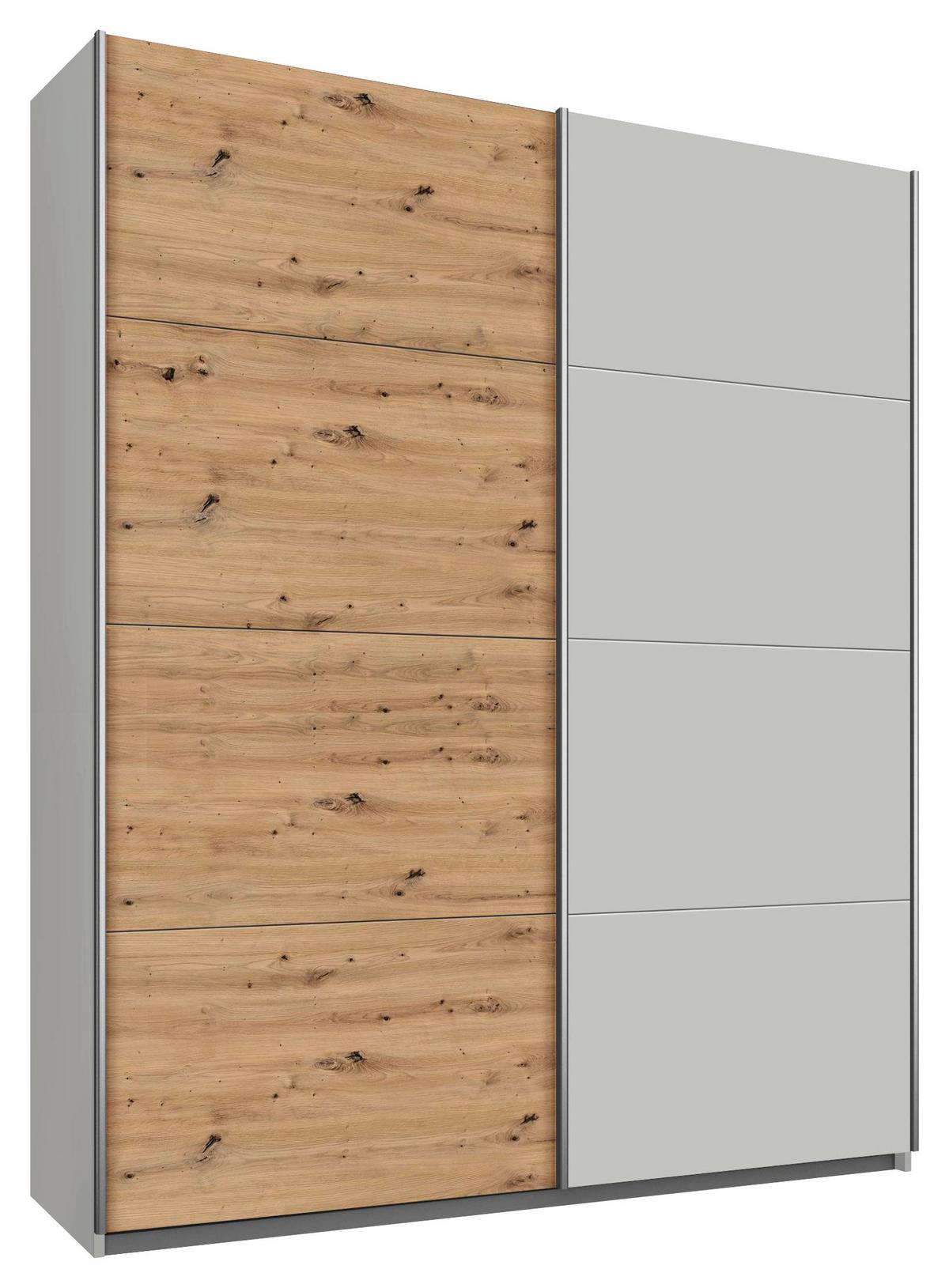 Ormar S Kliznim Vratima Feldkirch - siva/boje hrasta, Moderno, drvni materijal/metal (181/229/62cm) - Modern Living