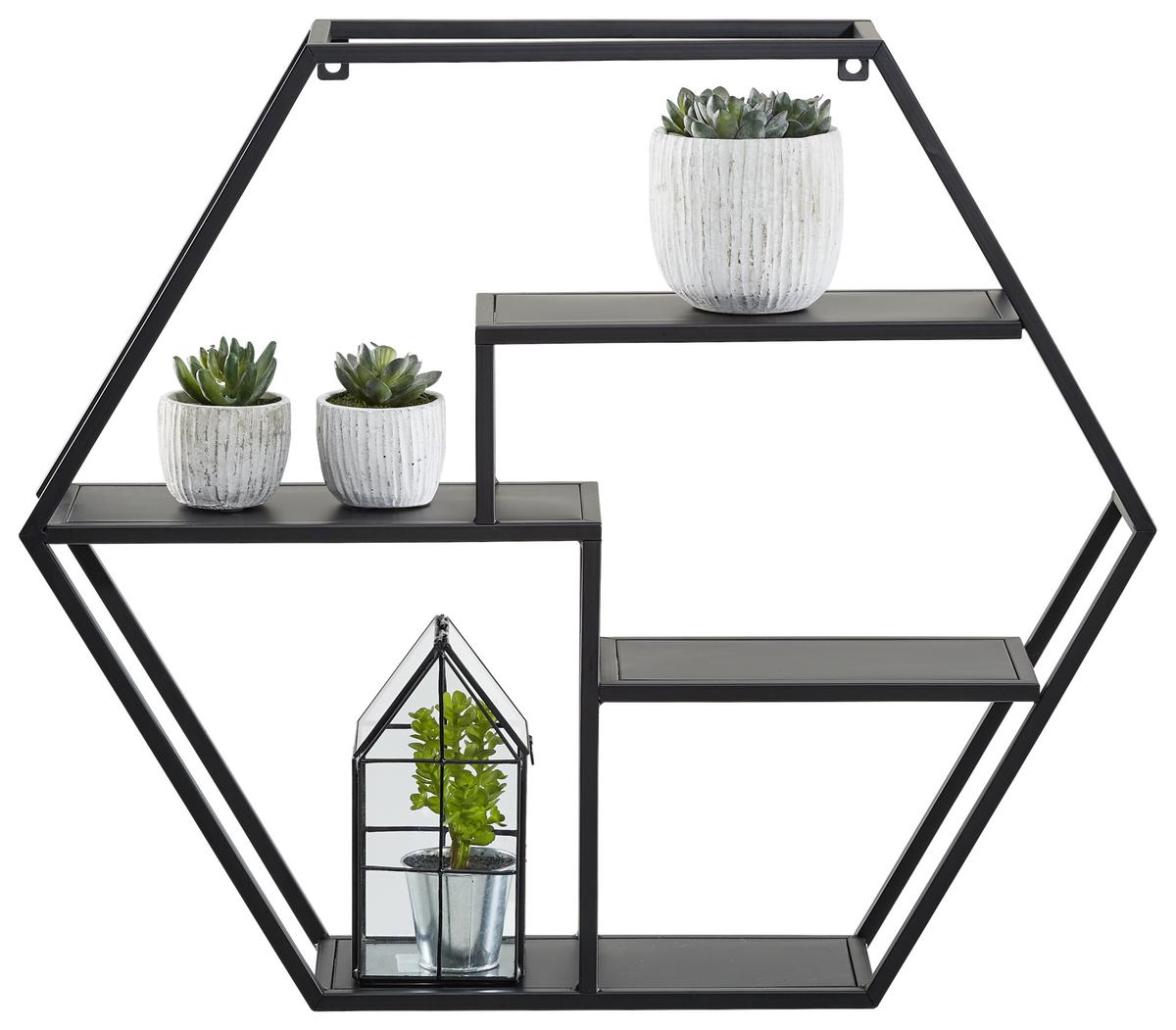 REGAŁ ŚCIENNY KAI - czarny, Trend, metal (60/52/13cm) - Landscape