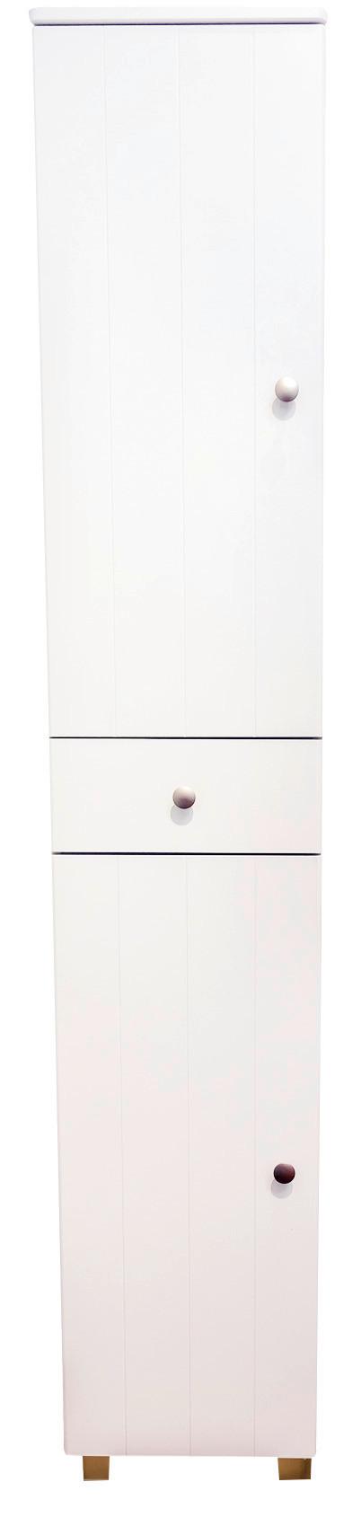 Hochschrank in Weiß - Alufarben/Weiß, ROMANTIK / LANDHAUS, Holzwerkstoff/Kunststoff (37/197/35cm) - Zandiara