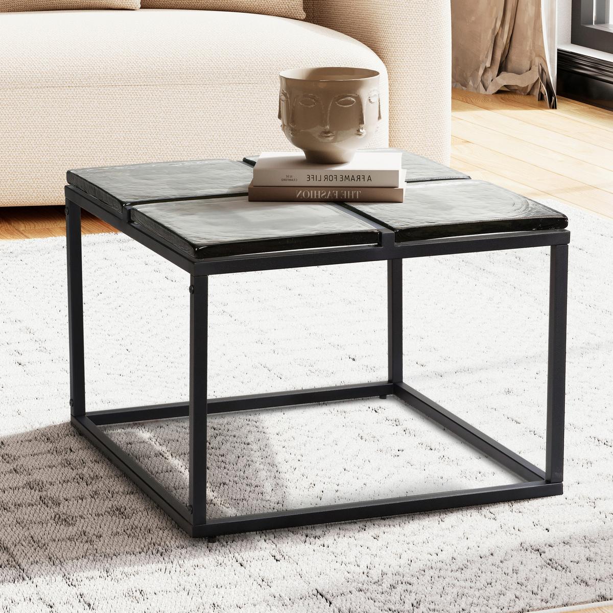 TABLE BASSE WL7.139 - noir, Design, verre/métal (58/58/43,5cm) - MID.YOU