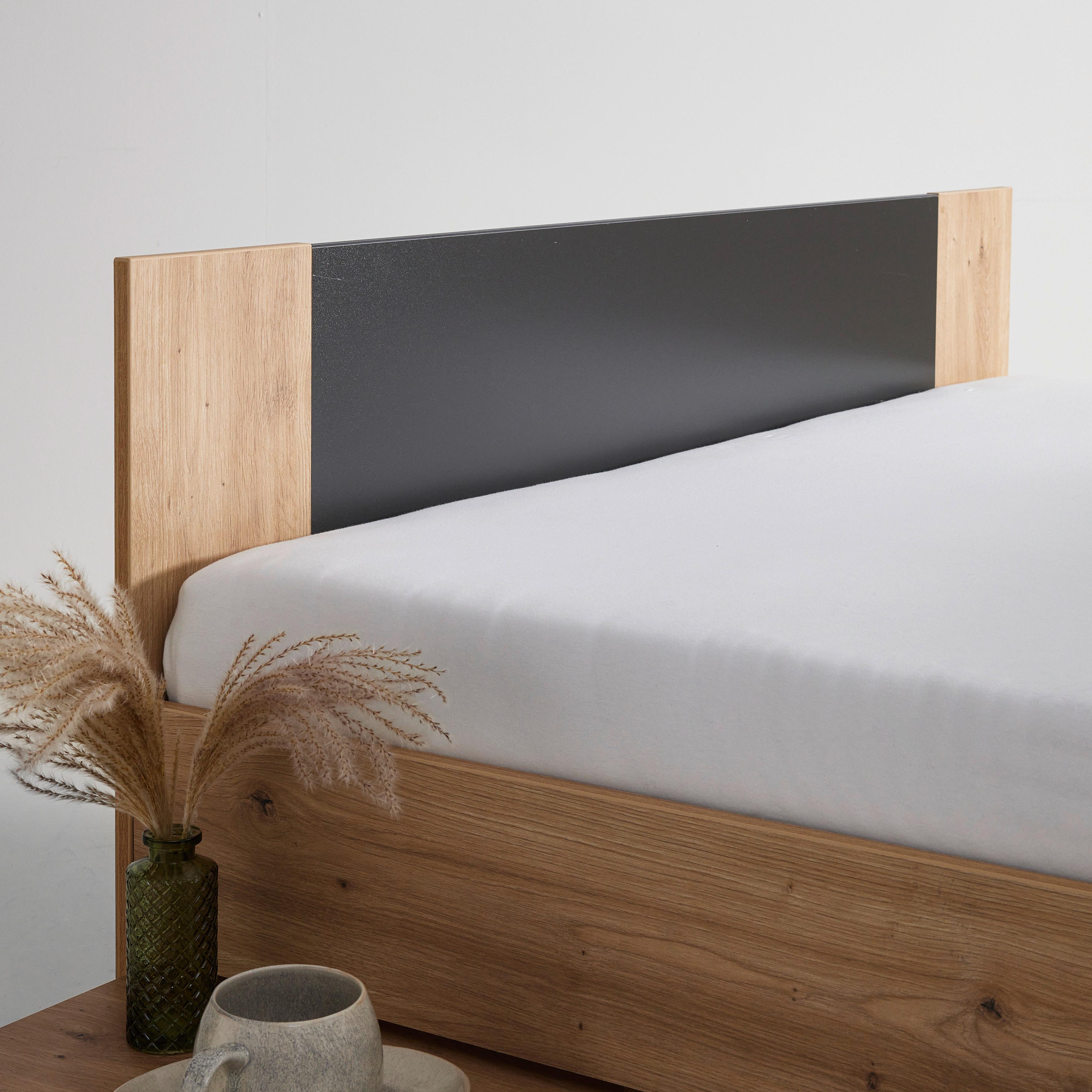 SÄNG AZURRO 2-120 - ek Artisan/antracit, Modern, trämaterial (120/200cm) - Mömax