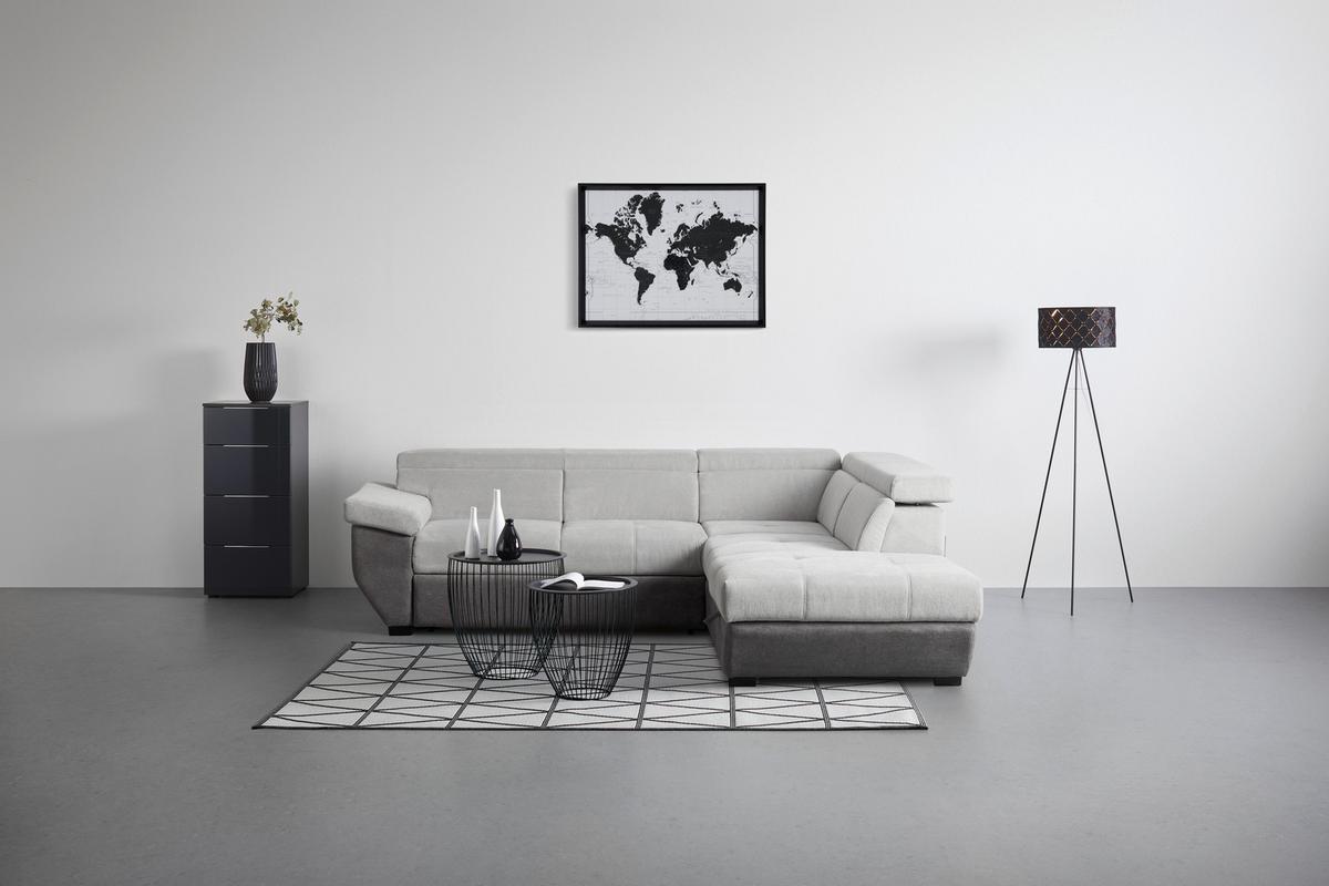 Wohnlandschaft Speedway in Grau - Schwarz/Grau, MODERN, Kunststoff/Textil (262/95/224cm) - Mömax