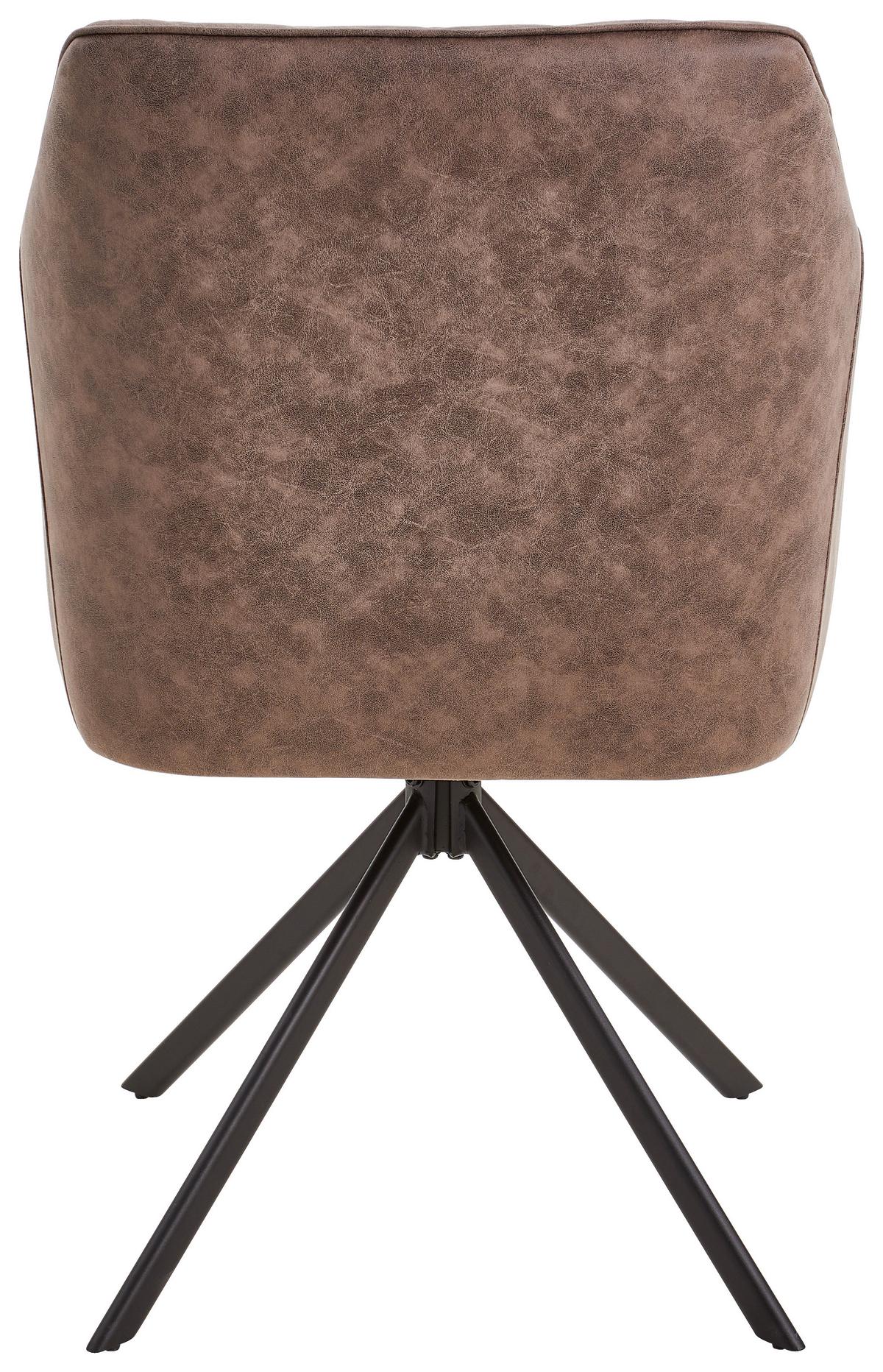 KRZESŁO Z PODŁOKIETNIKAMI LELA - czarny/brązowy, Modern, metal/drewno (61/91/58cm) - Livetastic