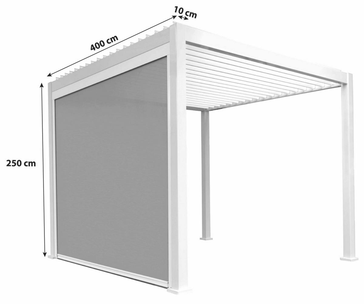 Rolo Za Pergolo Mirador, Bela, 400x250cm - siva/bela, Moderno, kovina/tekstil (400/250/10cm) - Gardenson