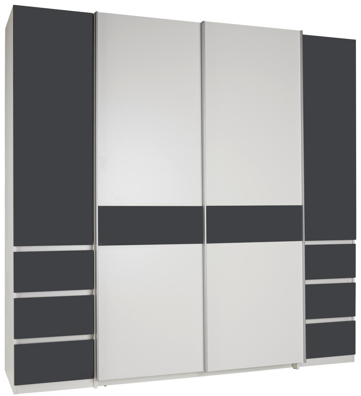 Kleiderschrank in Graphitfarben/Weiss - Weiss/Graphitfarben, Konventionell, Holzwerkstoff (215/211/60cm) - Mömax