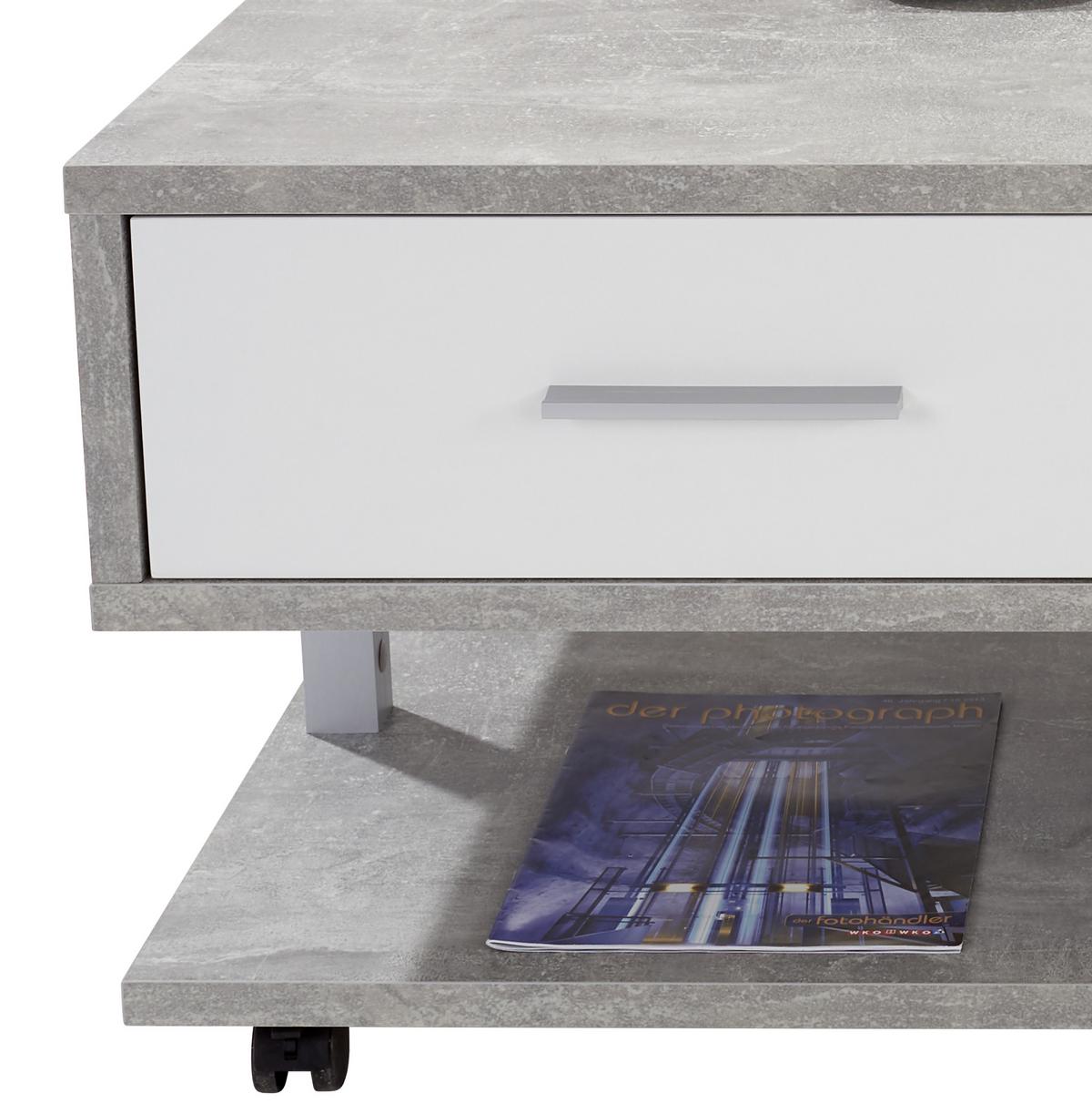 Măsuță de cafea QUATTRO - alb/gri, Konventionell, material pe bază de lemn (105/45/60cm) - Modern Living