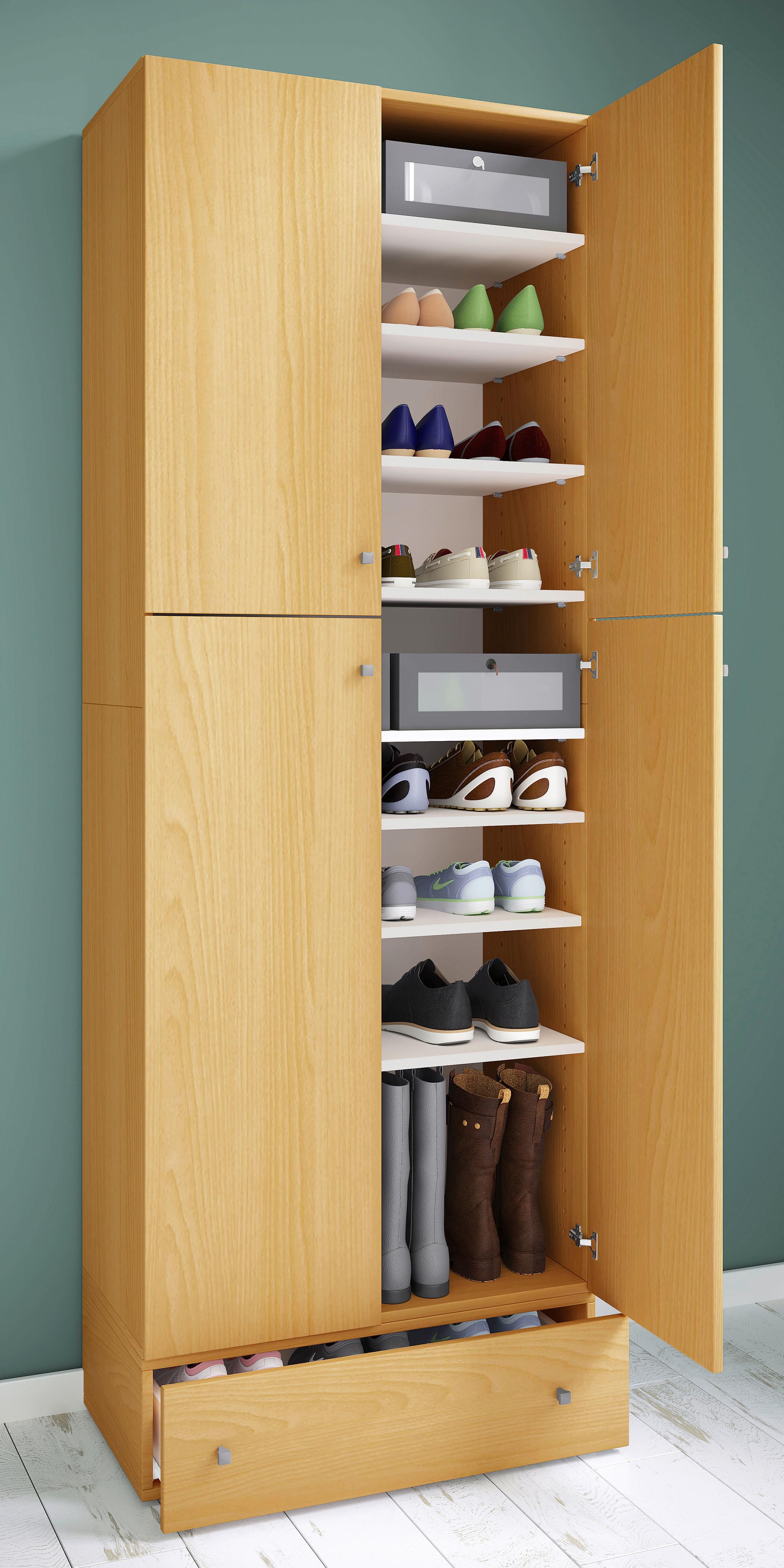Schuhschrank Lona XXL ca.70x200x39cm Buchefarben - Buchefarben/Schwarz, MODERN, Holzwerkstoff/Kunststoff (70/200/39cm) - MID.YOU