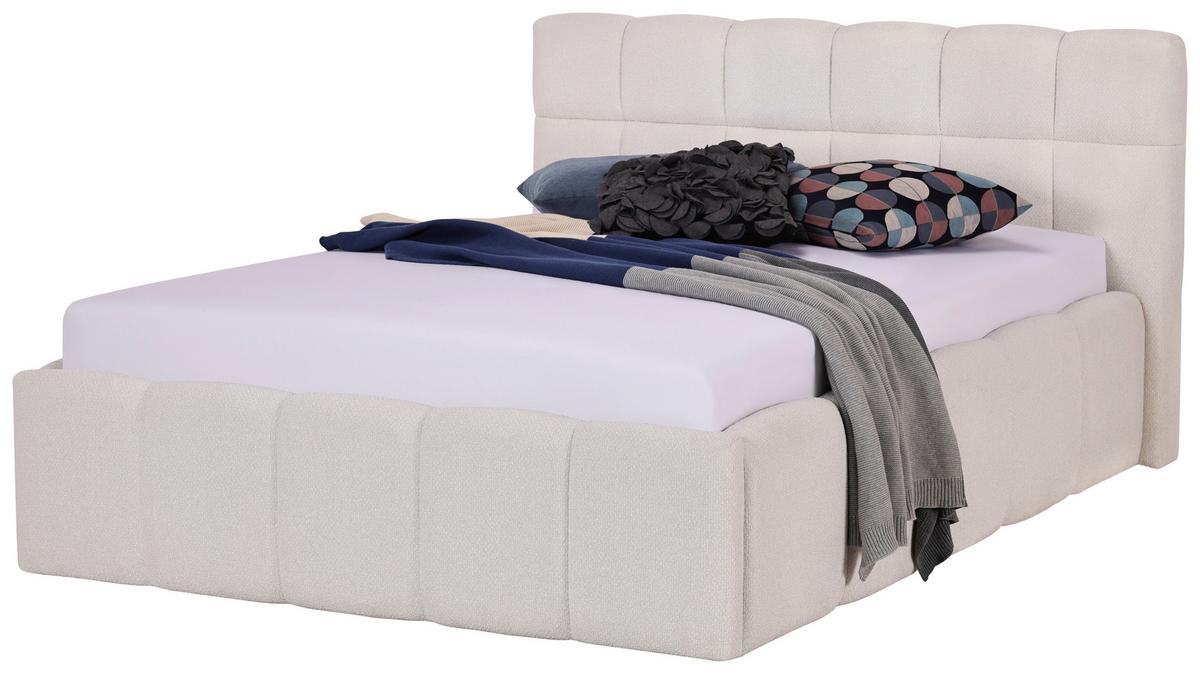 Oblazinjena Postelja Ascona, Krem, 140x200 - črna/krem barve, Konvencionalno, umetna masa/tekstil (140/200cm) - Modern Living