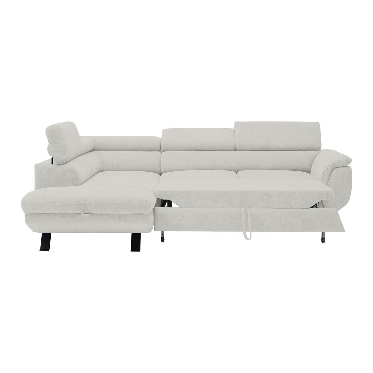 Ecksofa Raven Grauweiß - Grauweiß/Schwarz, MODERN, Textil/Metall (96/76-92/257cm) - Mömax