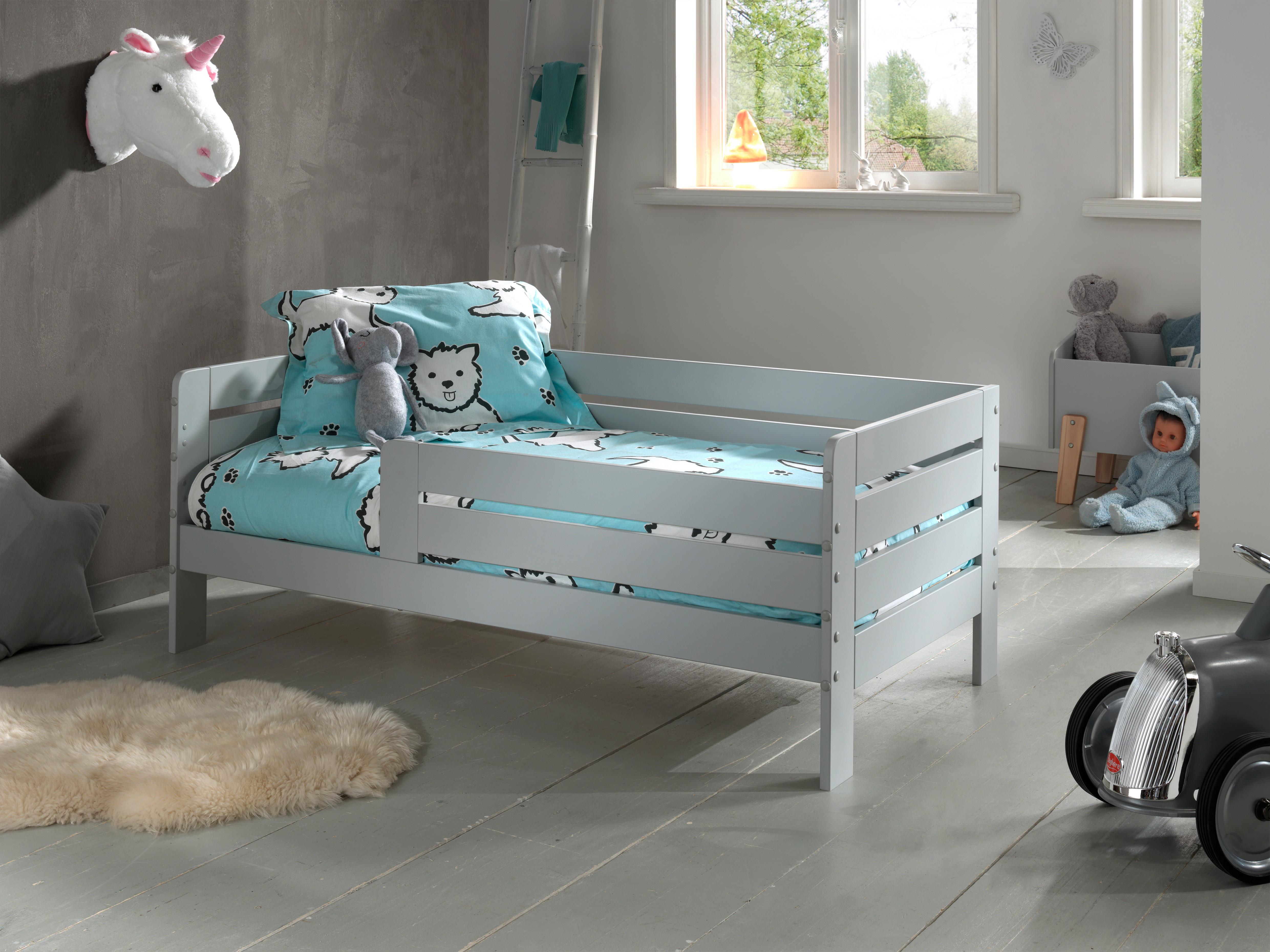 Kinderbett Grau ca. 76x144 cm - Naturfarben/Grau, MODERN, Holz/Holzwerkstoff (70/140cm) - MID.YOU