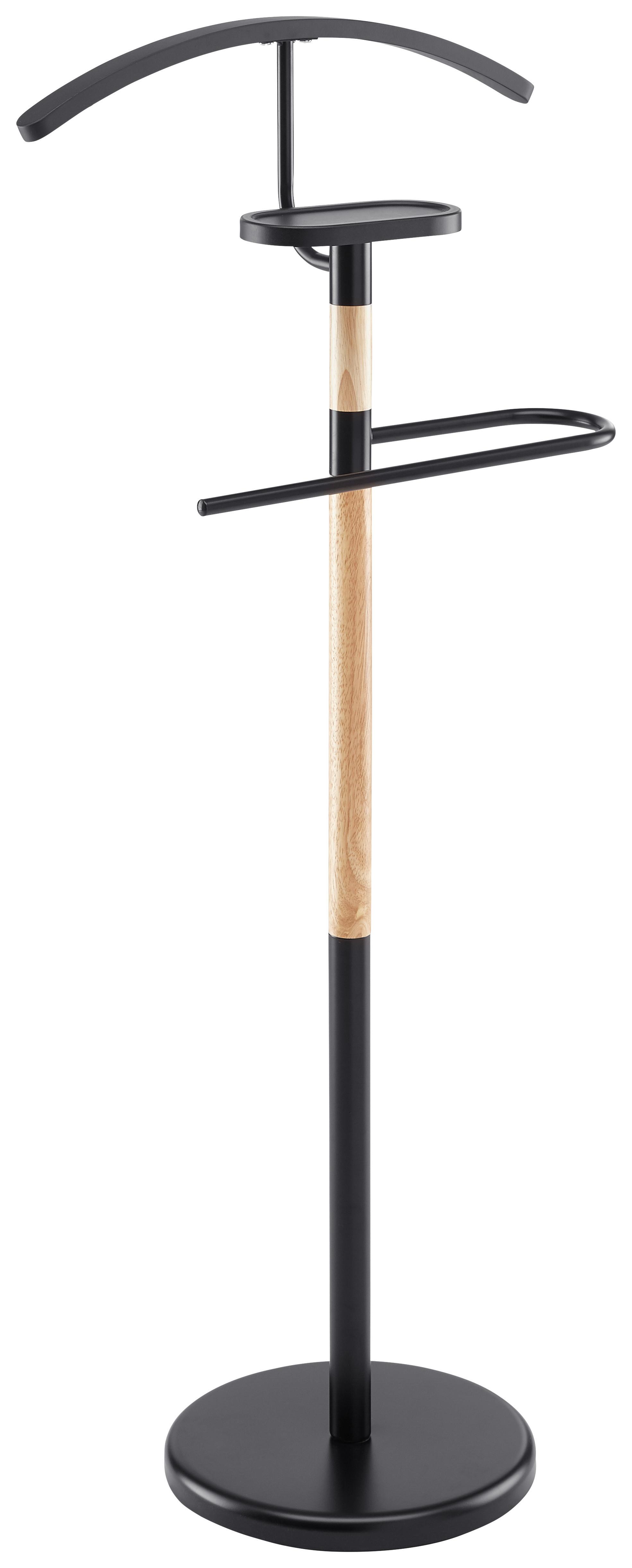 Herrendiener Micha II Naturfarben/Schwarz - Schwarz/Naturfarben, MODERN, Holz/Metall (45/111/28.5 cmcm) - Mömax