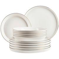 TAFELSERVICE SITA - Weiss/Goldfarben, Trend, Keramik - Mäser