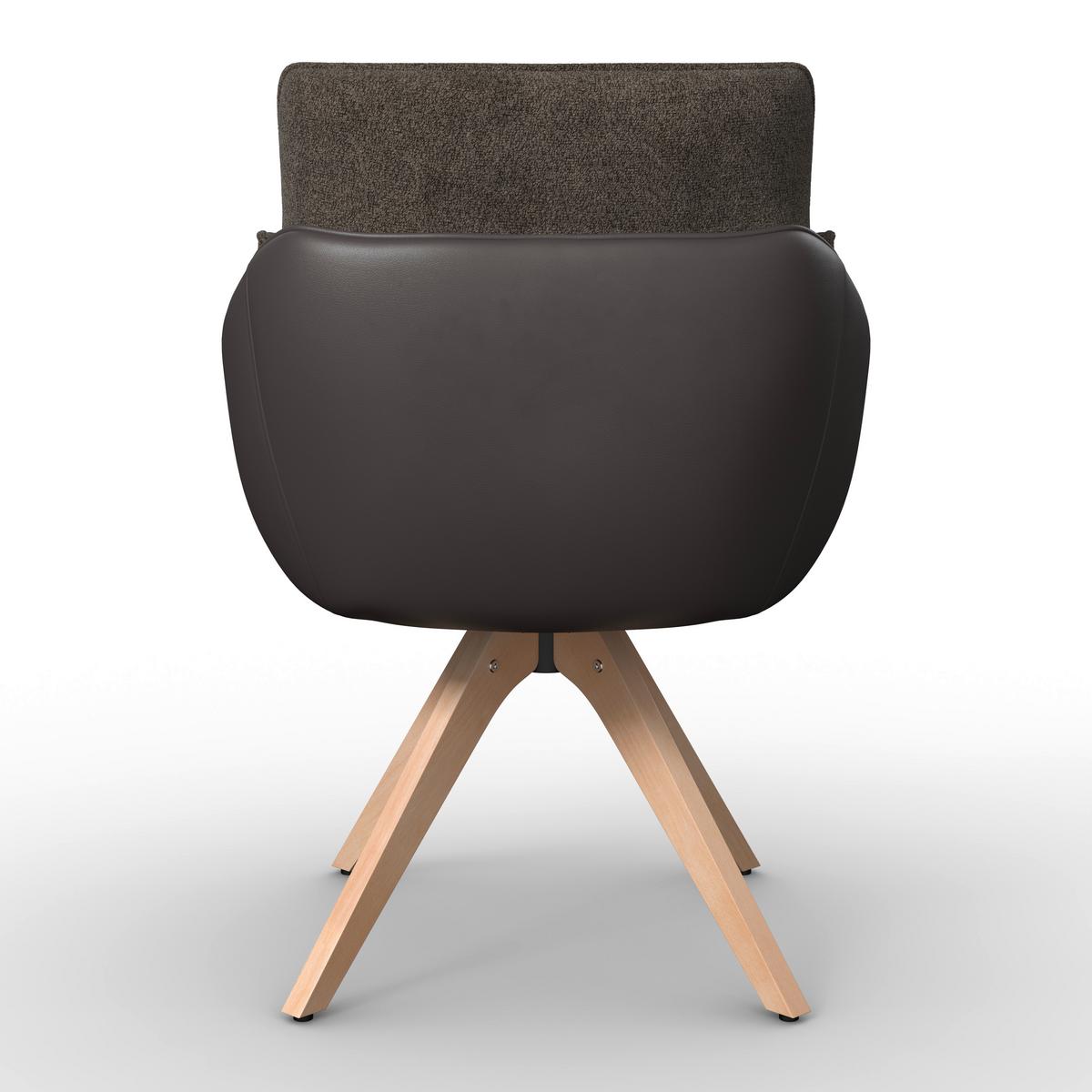 Armlehnstuhl Alja Braun Bouclé/Mikrofaser Drehbar - Buchefarben/Braun, MODERN, Holz/Textil (66/89/62cm) - Bessagi Home