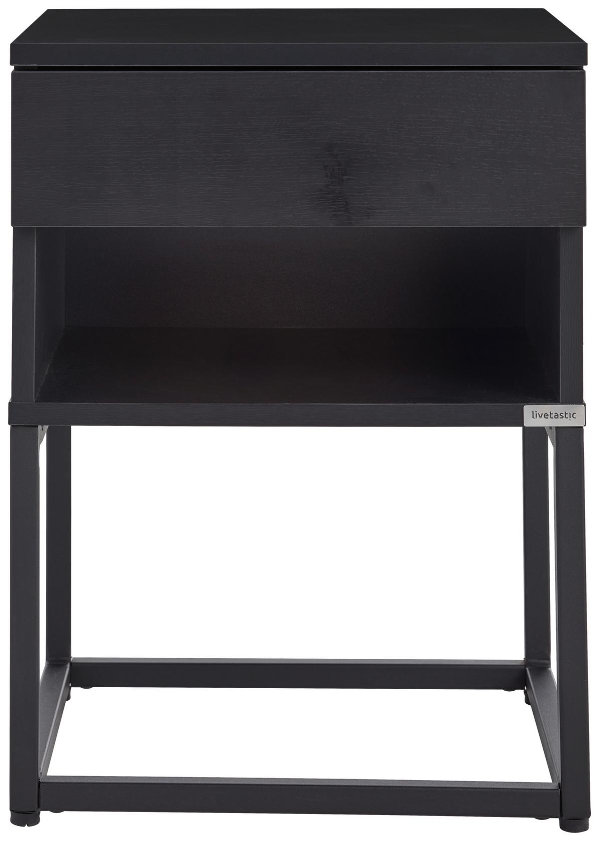 SZAFKA NOCNA AMSTERN S02 BLACK - czarny, Modern, materiał drewnopochodny/metal (40/55/35cm) - Livetastic