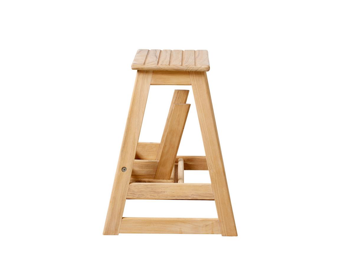 Tritthocker Skala Teak - Teakfarben, Natur, Holz (45,5/49/38,5cm) - Gardenson