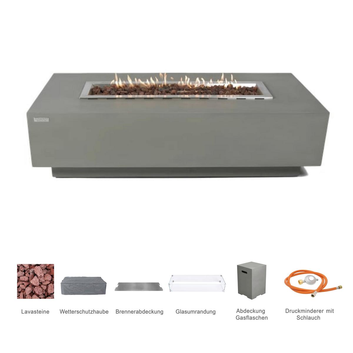 Feuerstelle Granville Hellgrau - Hellgrau, KONVENTIONELL, Stein/Metall (69/43/152cm) - Gardenson