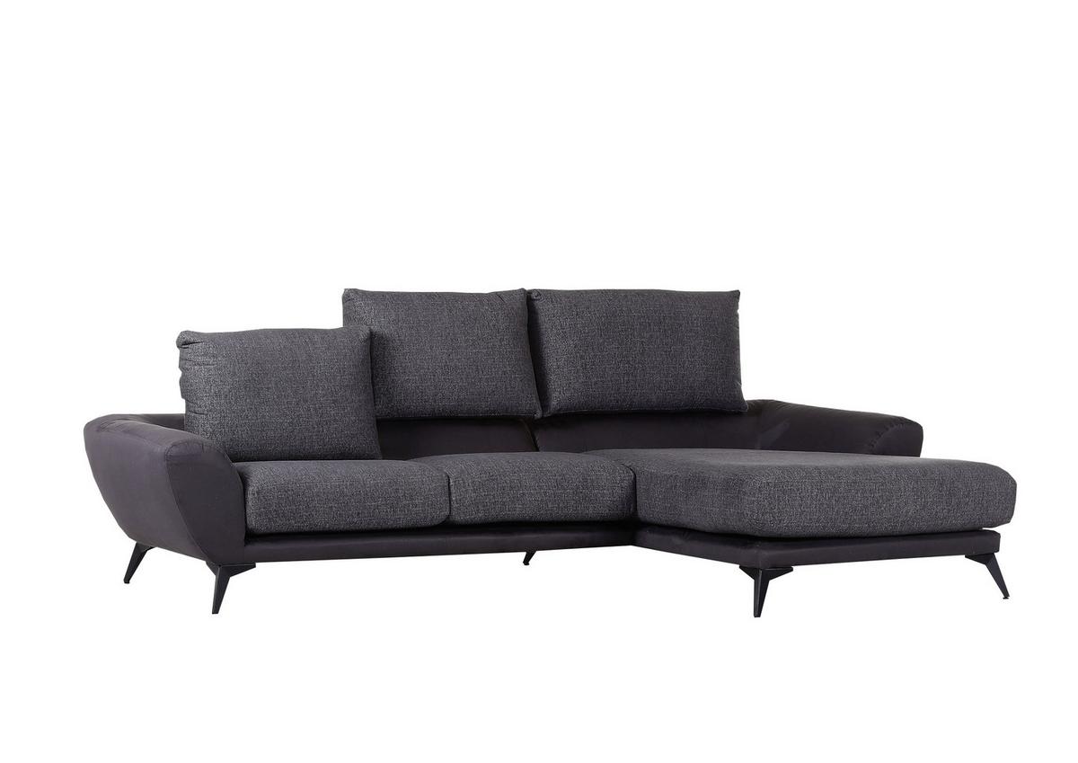 Ecksofa Soria in Dunkelgrau - Dunkelgrau/Schwarz, Modern, Textil (296/103/176cm) - Premium Living