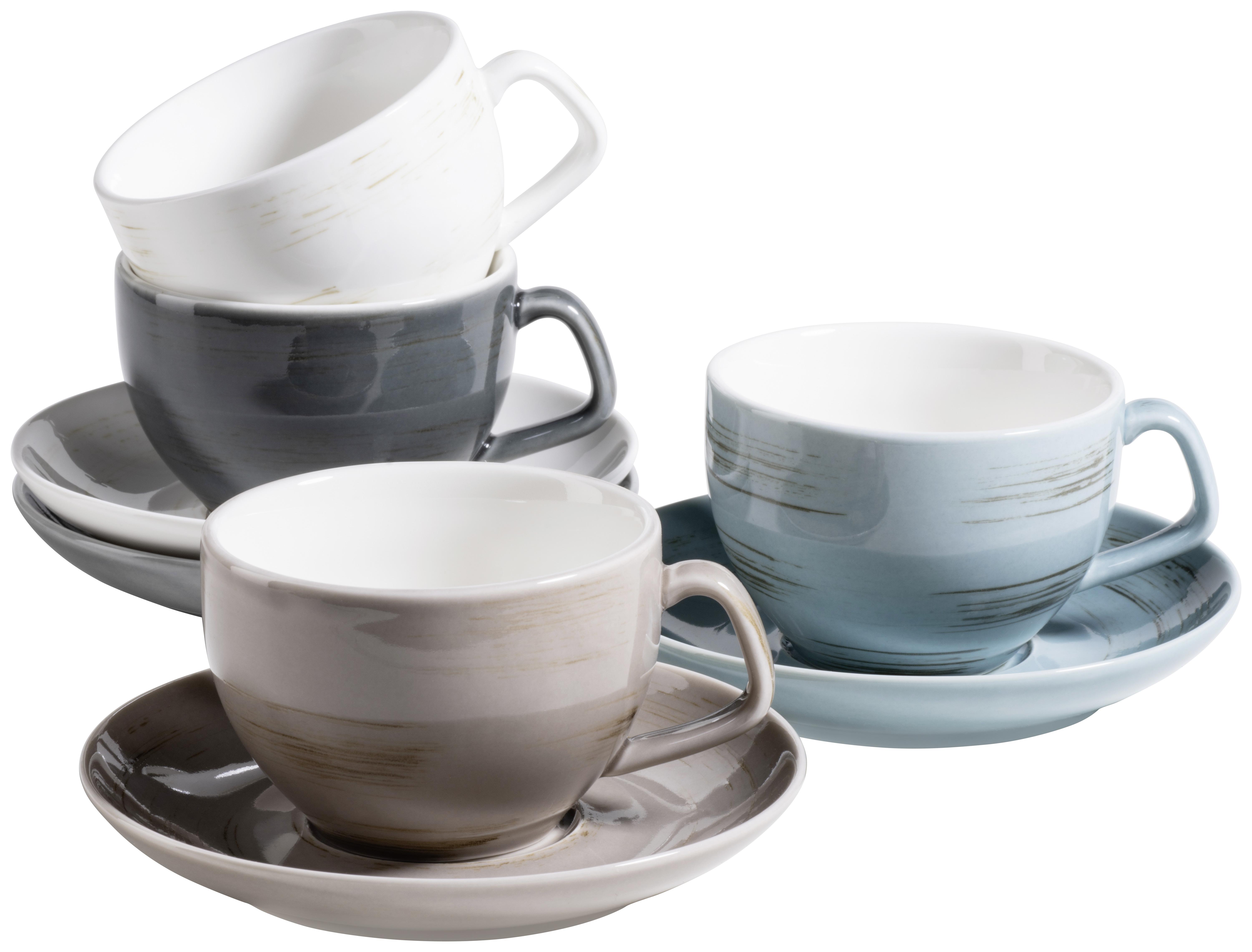 Kaffeetasse Derby aus Porzellan, 8-teilig - Blau/Beige, Basics, Keramik (40/30/20cm) - Mäser