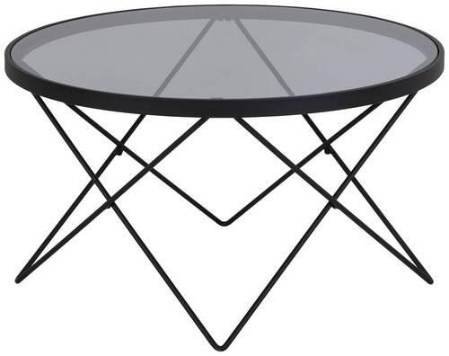 Dohányzóasztal Cuxton - fekete/világosbarna, Üveg/fém (80/45cm)