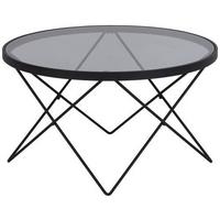 Dohányzóasztal Cuxton - fekete/világosbarna, Üveg/fém (80/45cm)