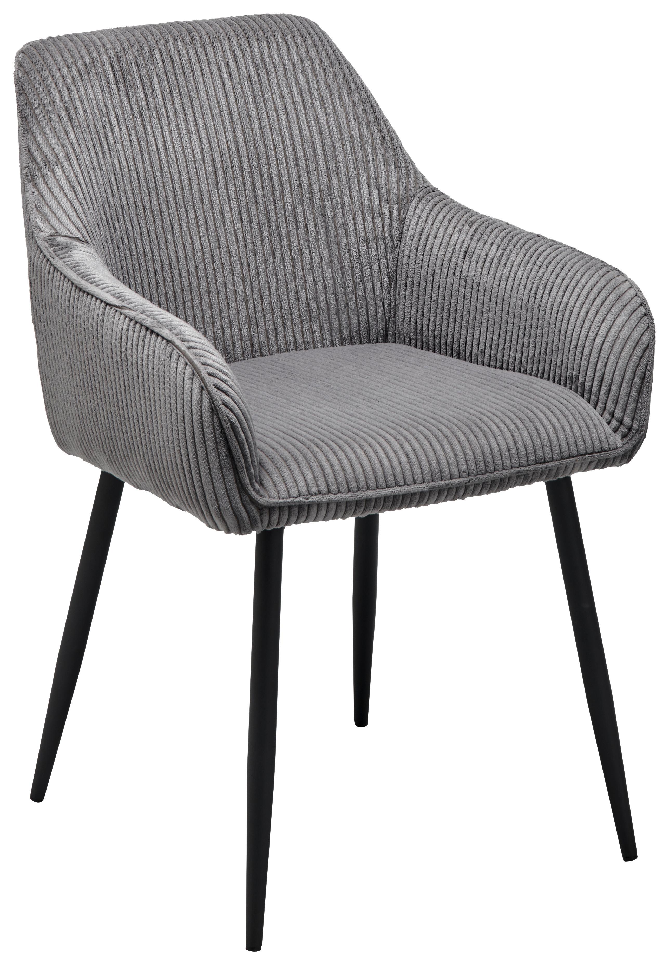 KRZESŁO Z PODŁOKIETNIKAMI KATI - czarny/szary, Lifestyle, metal/tkanina (56/83/62cm) - MID.YOU