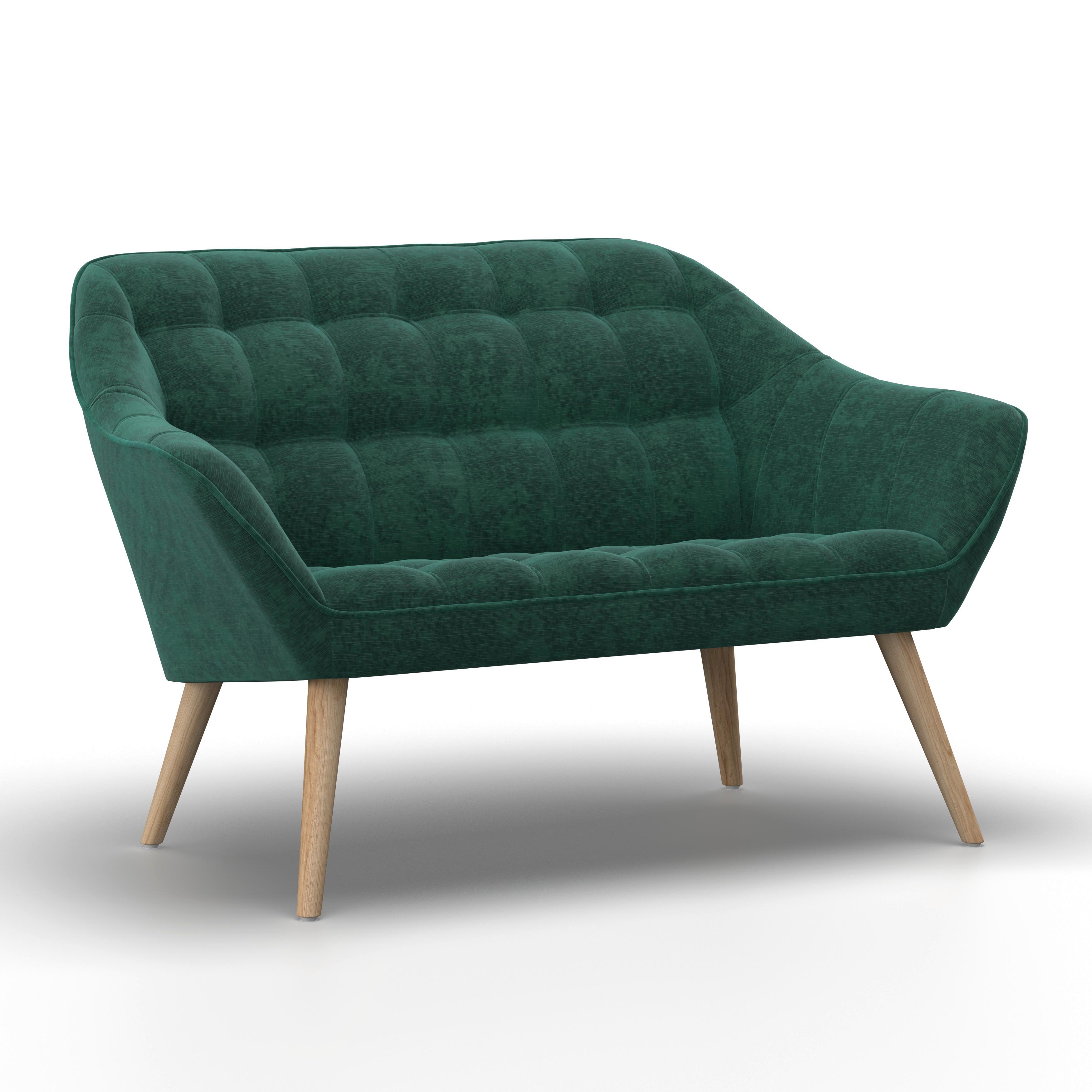 2-SITS SOFFA MONIQUE - grön/naturfärgad, Modern, metall/trä (126/74/76cm) - Bessagi Home